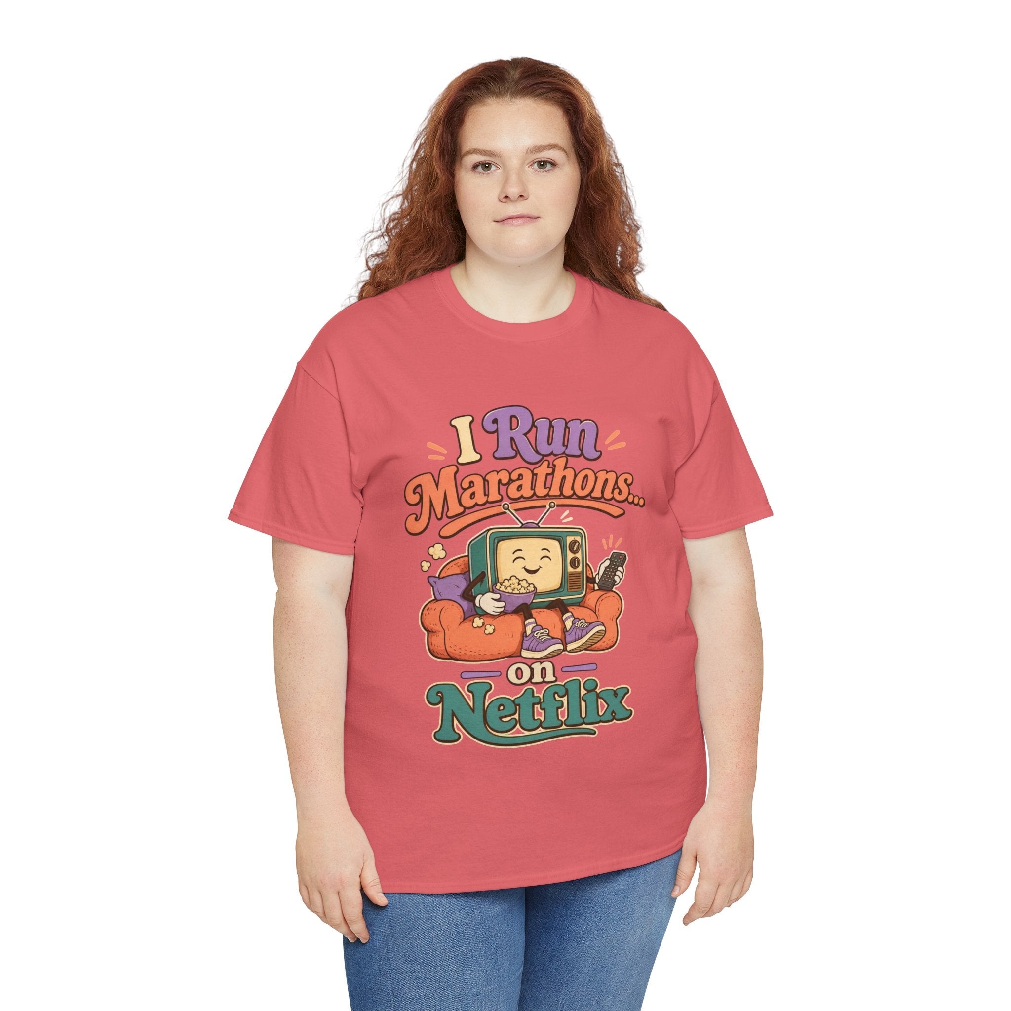 TV Marathon Tee — "I Run Marathons on Netflix" Funny Binge-Watching Shirt