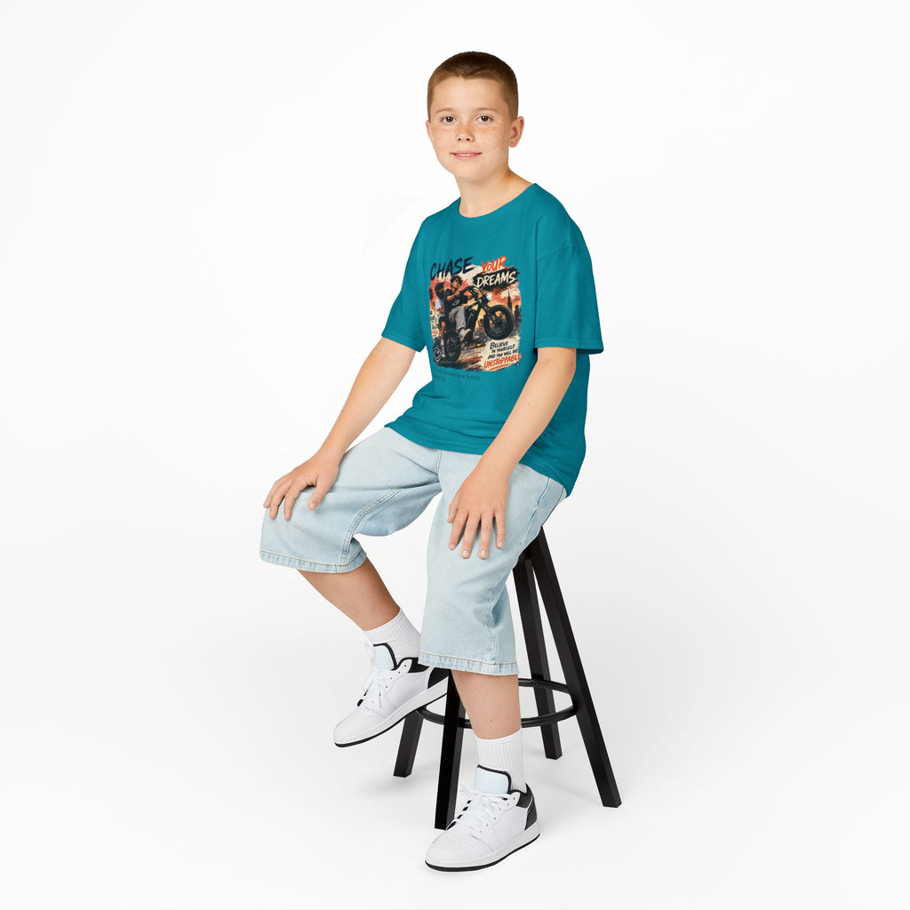Kids Tee — "Chase Your Dreams" Motorcycle Graphic Shirt