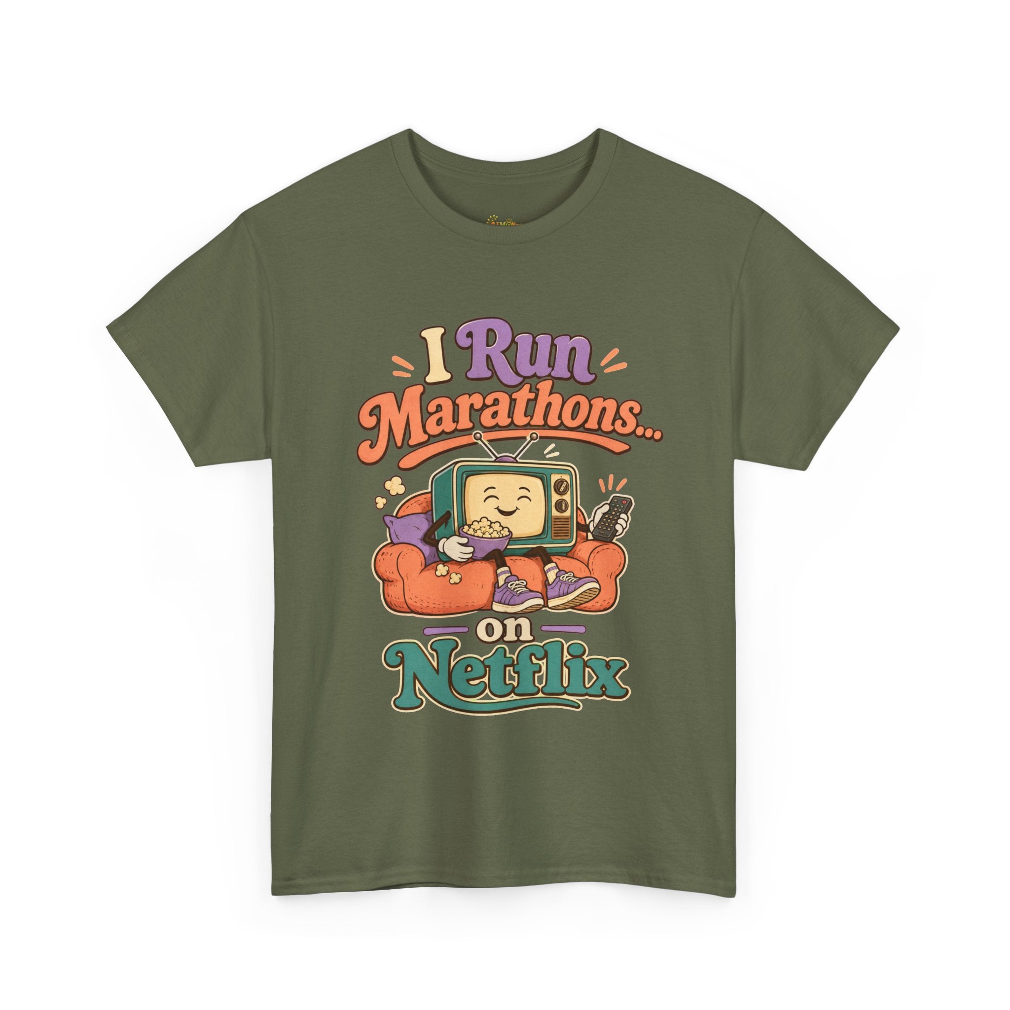 TV Marathon Tee — "I Run Marathons on Netflix" Funny Binge-Watching Shirt