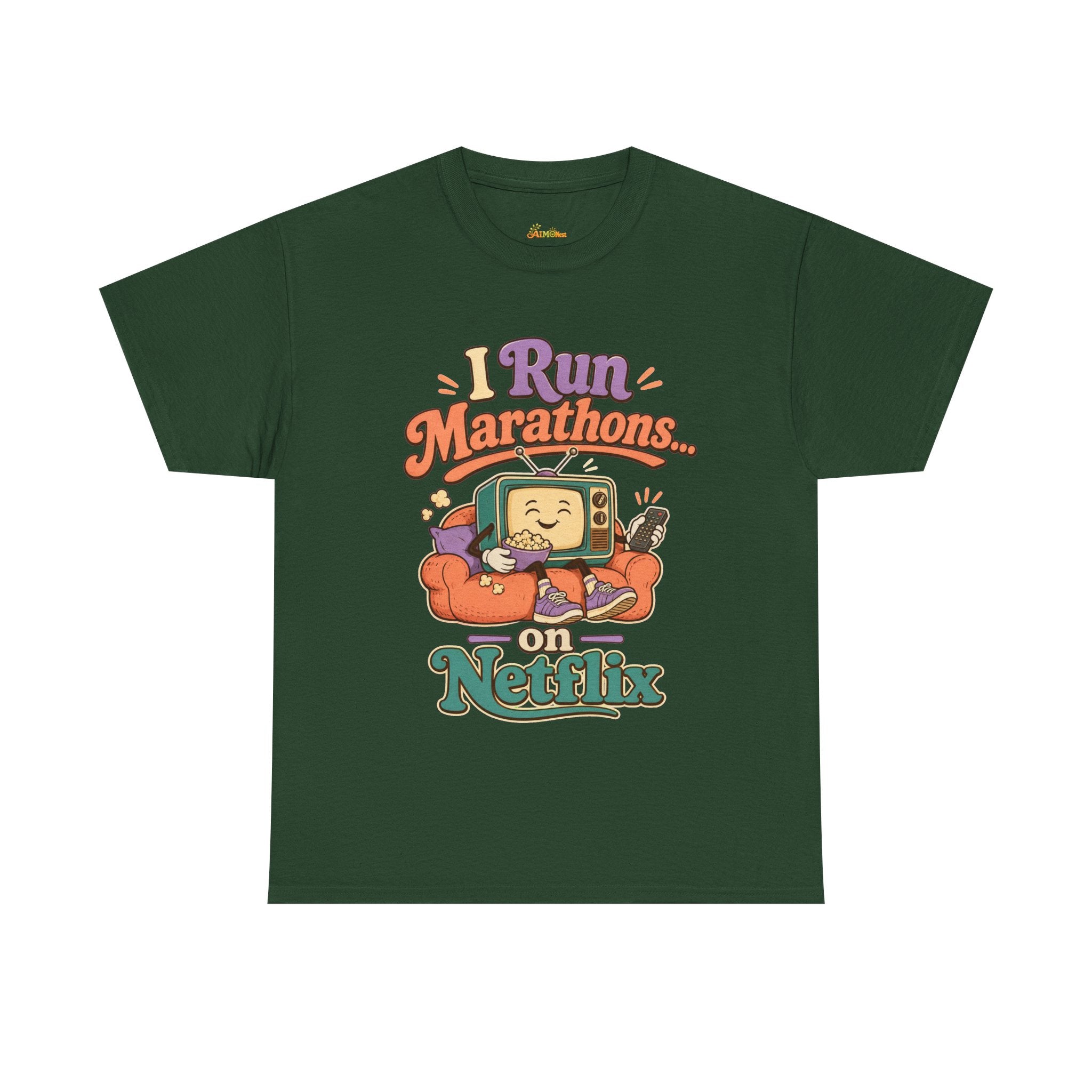 TV Marathon Tee — "I Run Marathons on Netflix" Funny Binge-Watching Shirt 2607019