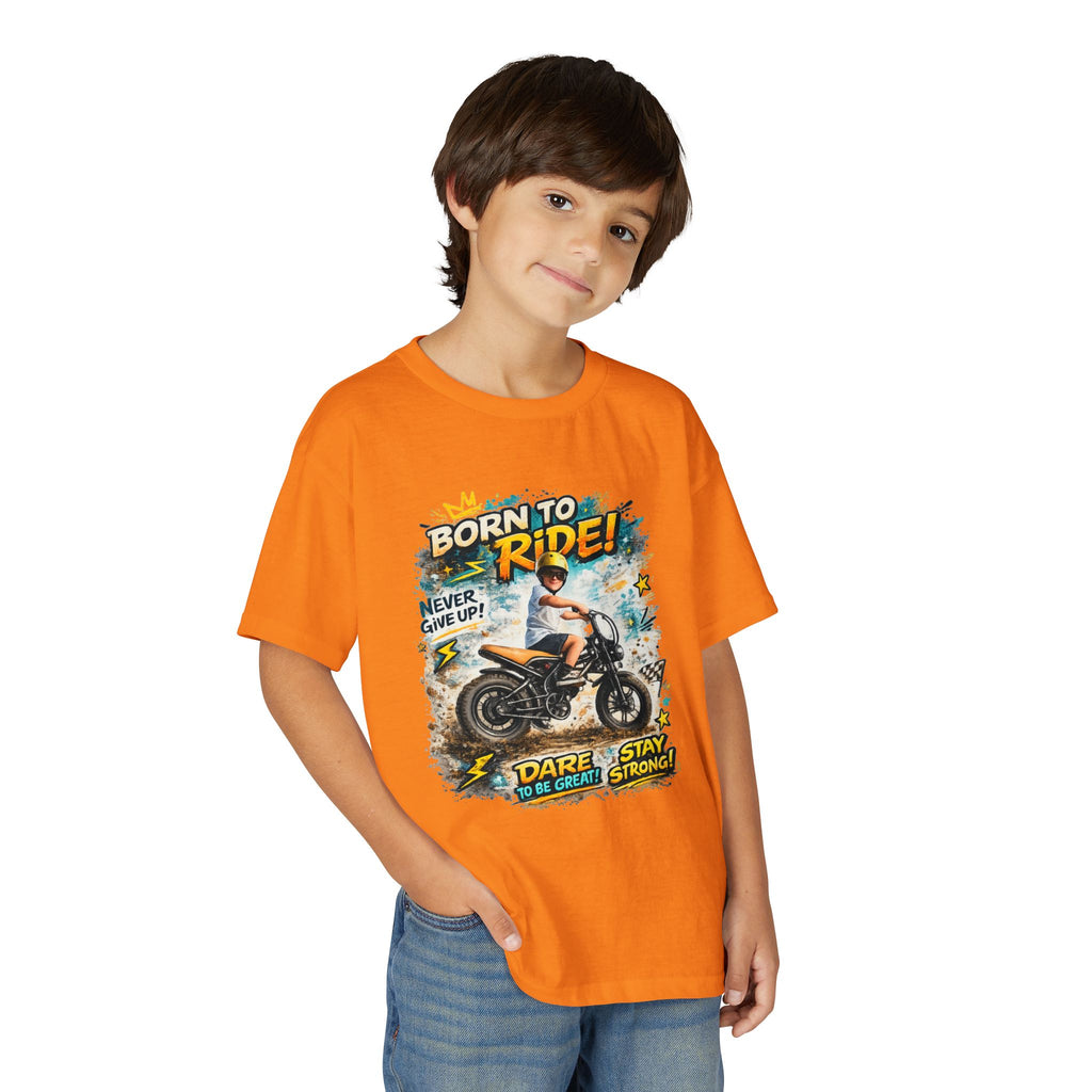 Youth Motorcycle T-Shirt — Born to Ride Graphic Tee for Boys & Girls (Dare to Be Great) 2607042