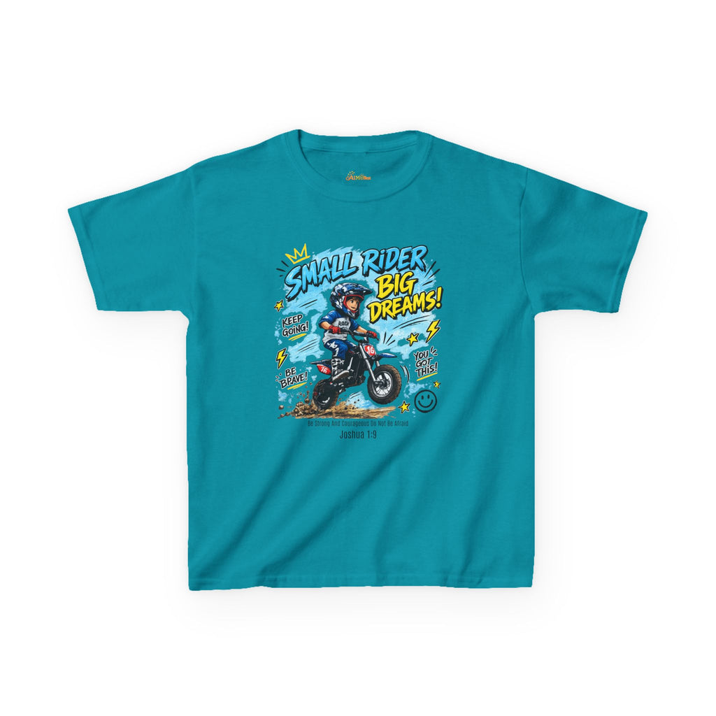Kids Tee — "Small Rider, Big Dreams" Motorcycle Graphic Shirt