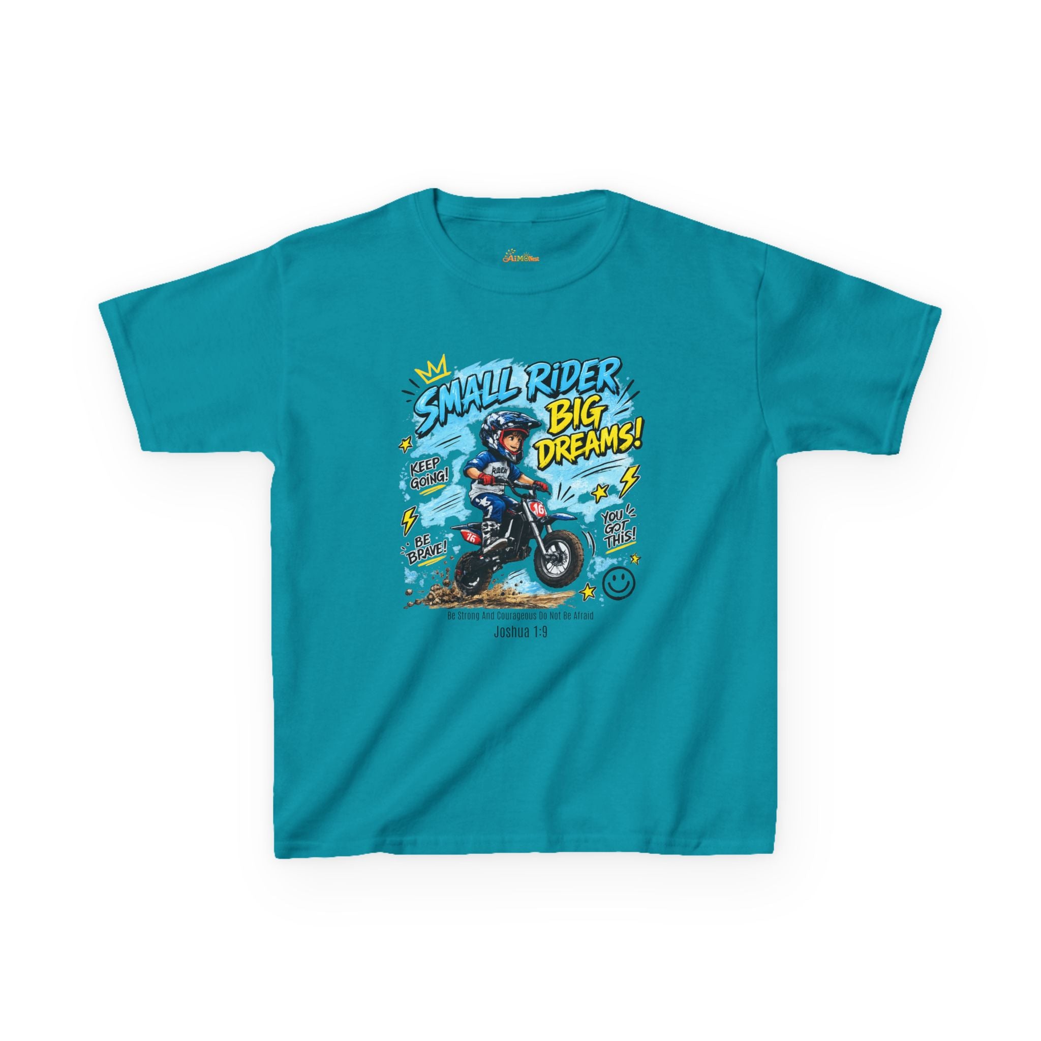 Kids Tee — "Small Rider, Big Dreams" Motorcycle Graphic Shirt