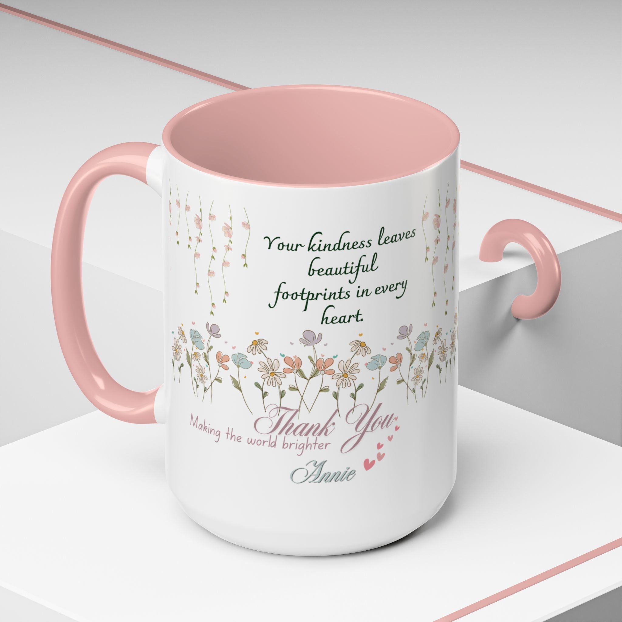 Custom Name For Thank You Coffee Mug | Personalized Grateful Floral Coffee Mug |  Gentle Remembrance 11oz | 15oz 2607033