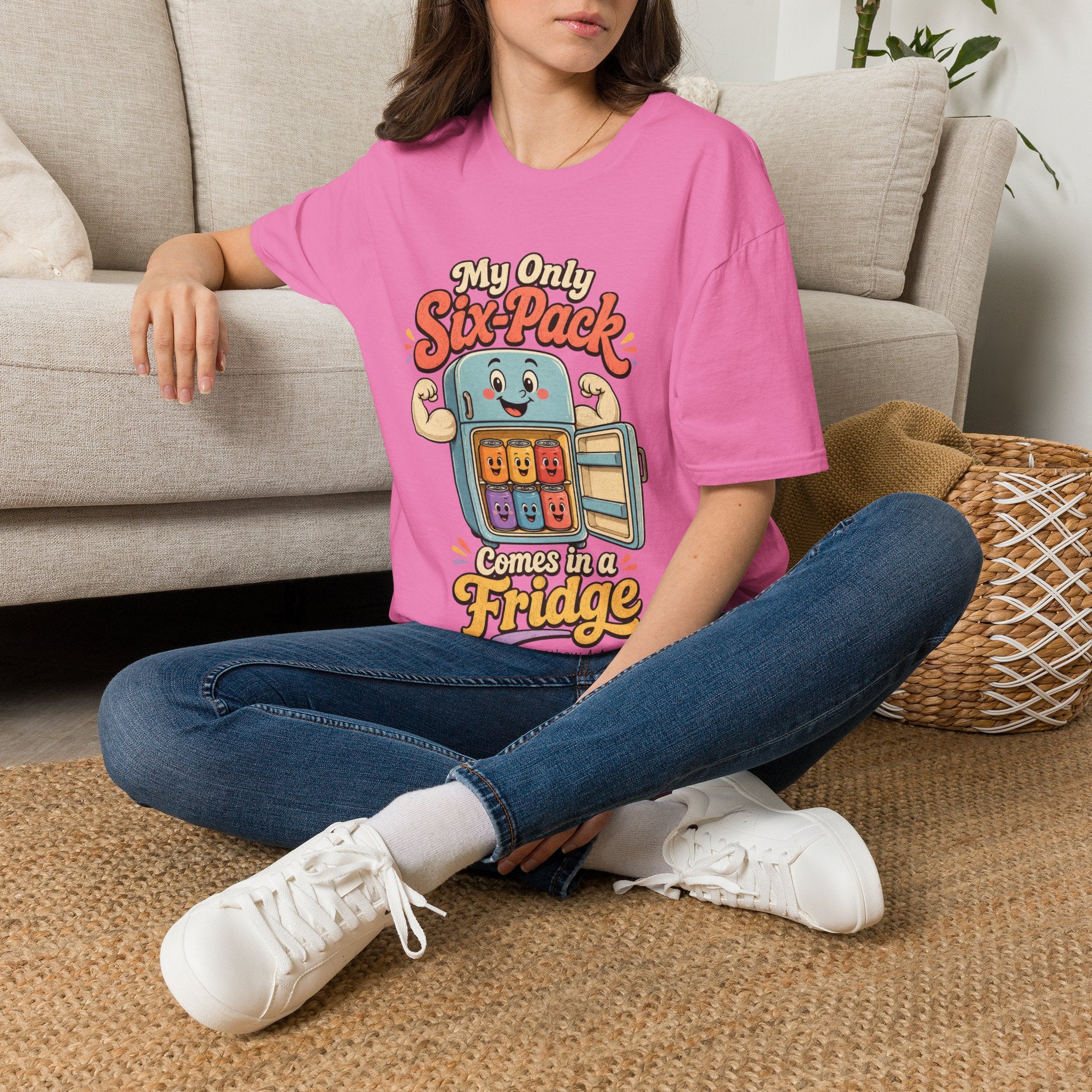 My Only Six-Pack Fridge T-Shirt | Cute Cartoon Refrigerator Design 2607018
