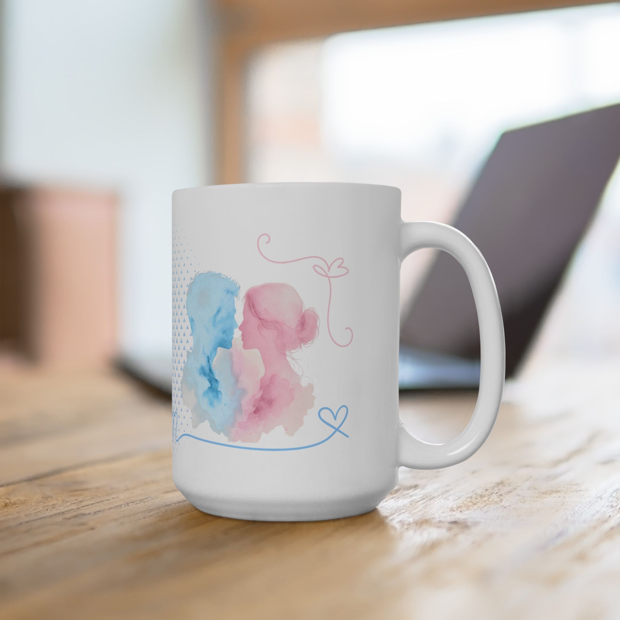 Ceramic Mug - Cute Pastel Couple Love Design (11oz, 15oz)