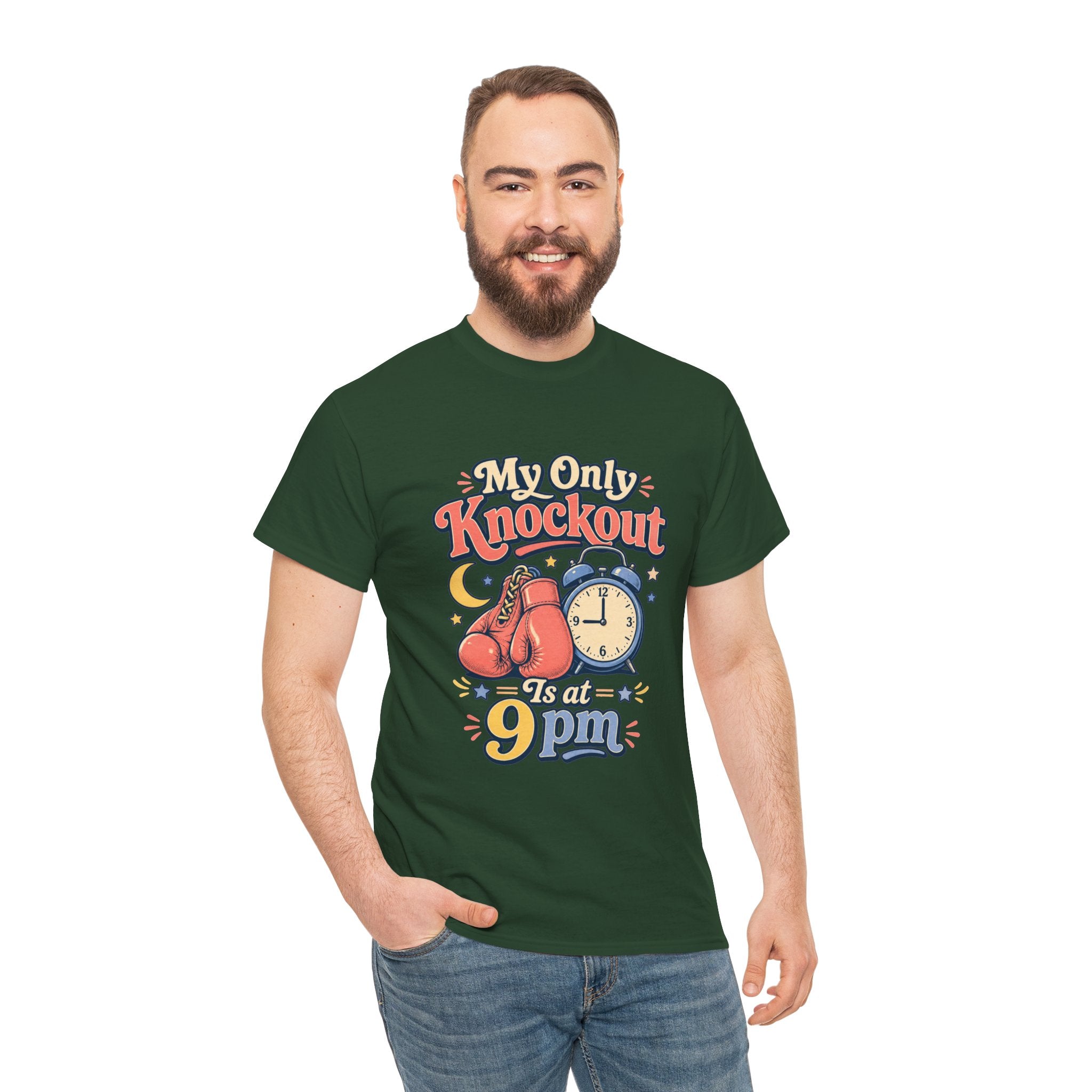 My Only Knockout Is at 9PM T-Shirt |  Funny Night Owl Boxing Graphic Tee  2607044
