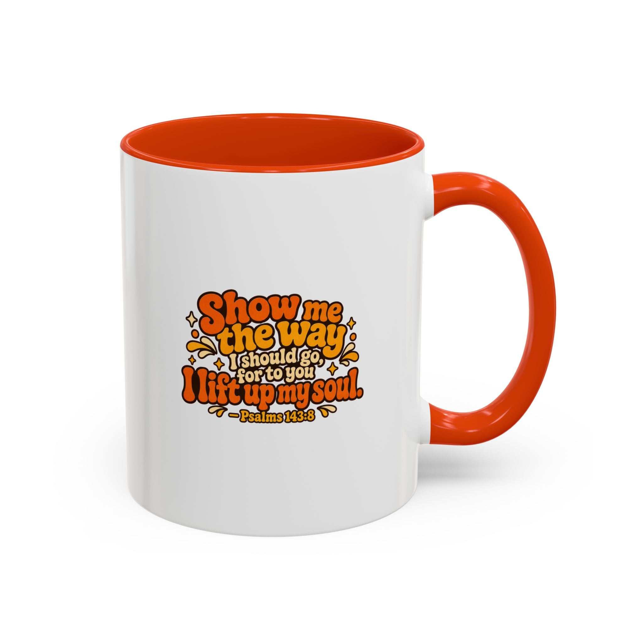 Inspirational Psalm 143:8 Coffee Mug — ‘Show Me The Way’ Retro Scripture Ceramic Mug (11oz/15oz) 2607024