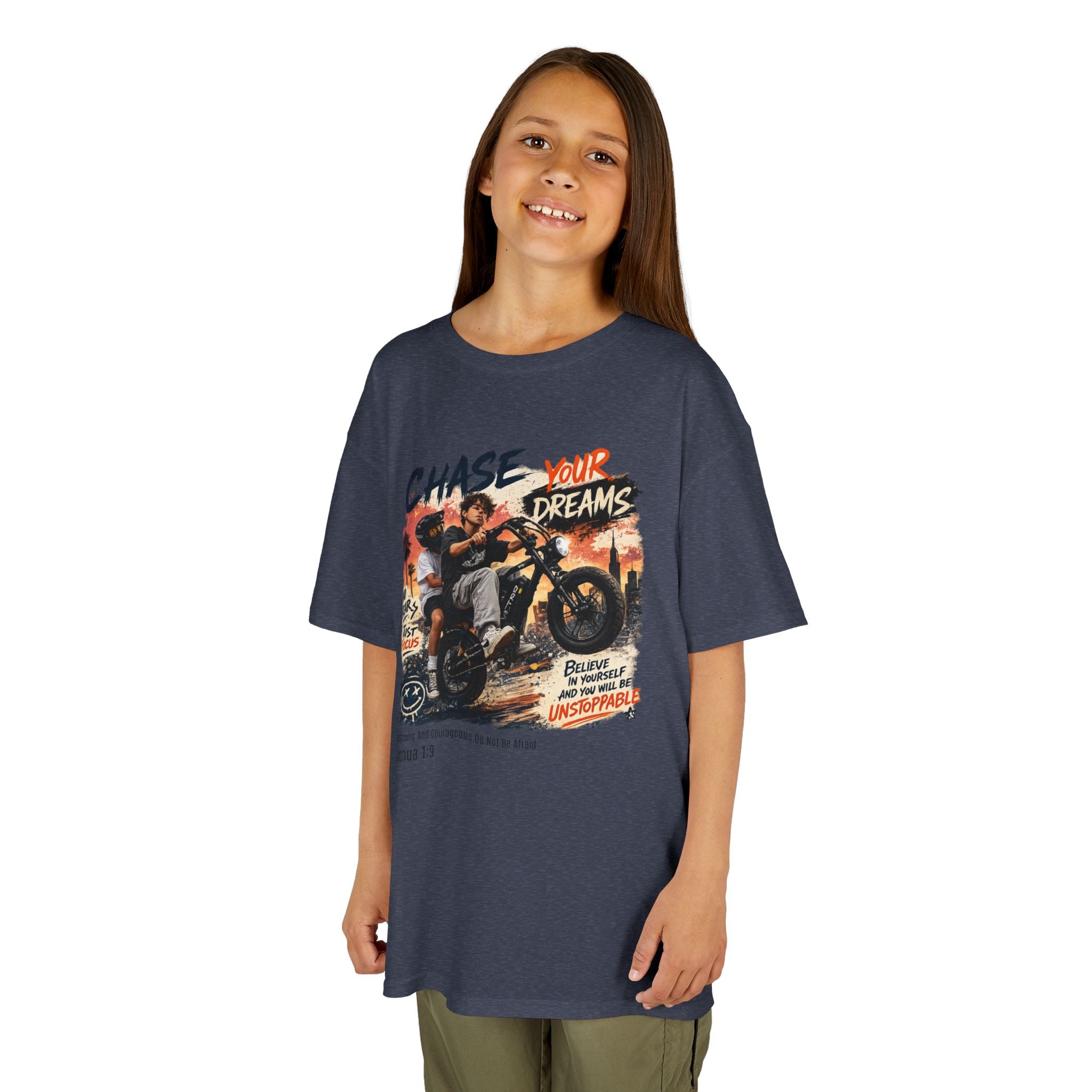 Kids Tee — "Chase Your Dreams" Motorcycle Graphic Shirt