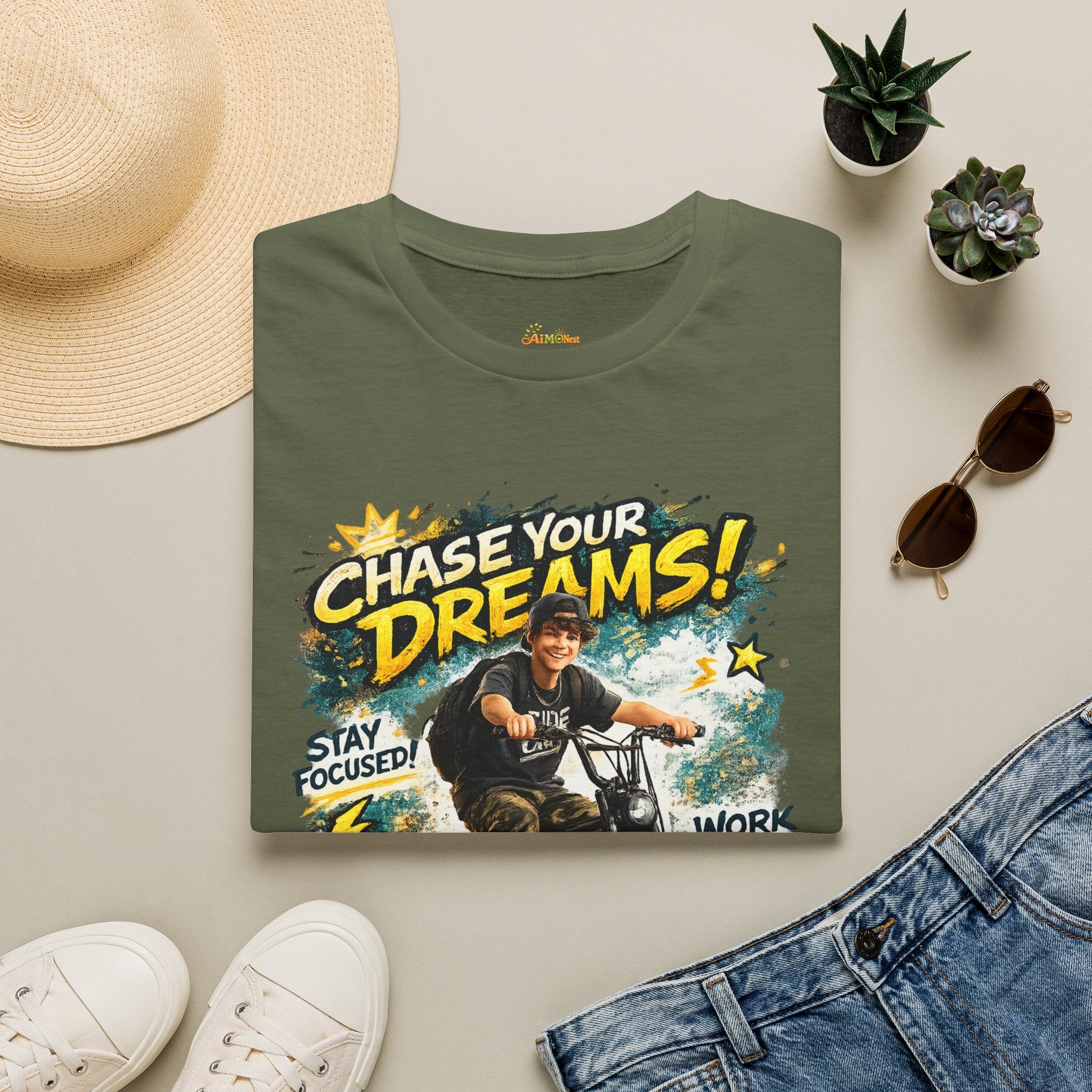 Chase Your Dreams Motorcycle Rider T-Shirt | Motivational Graphic Tee 2607006