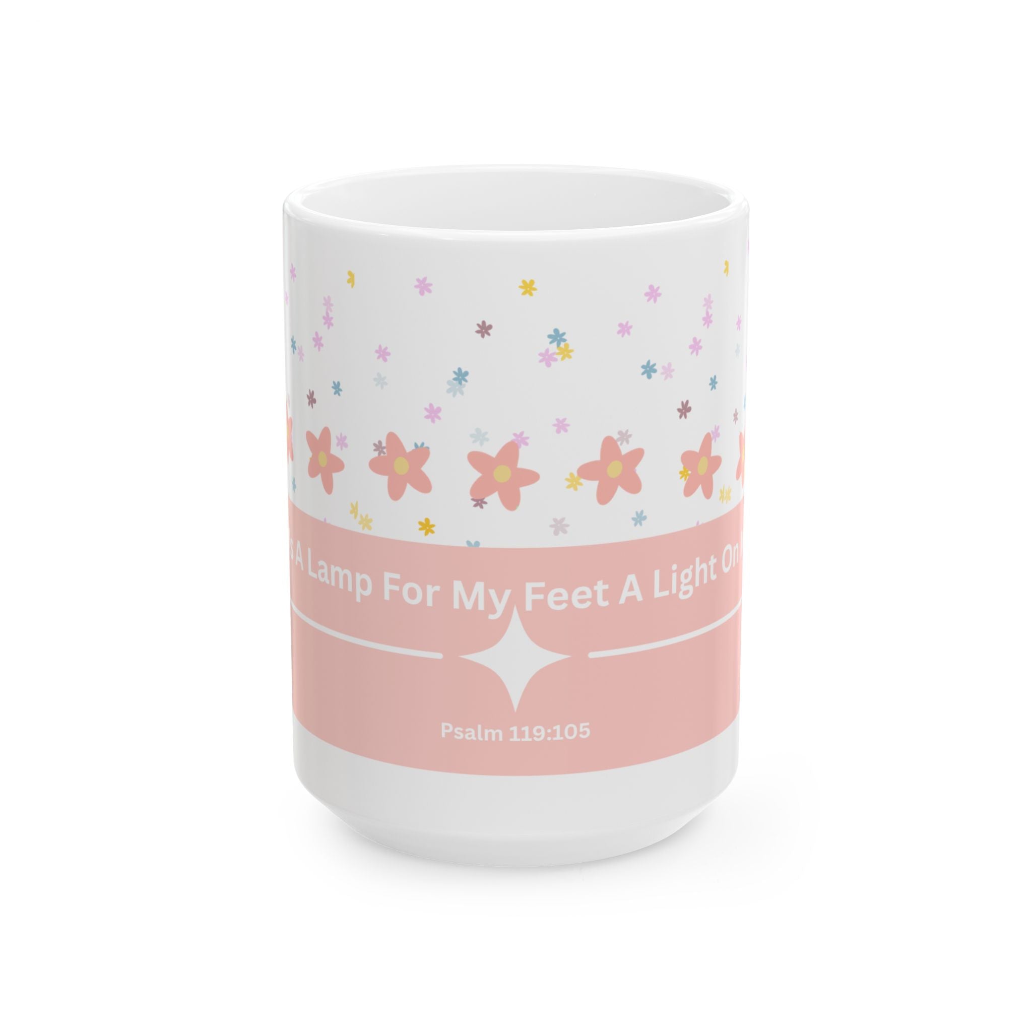 Inspirational Floral Psalm Mug - “Your Word Is A Lamp For My Feet” Ceramic Coffee Cup 2607032