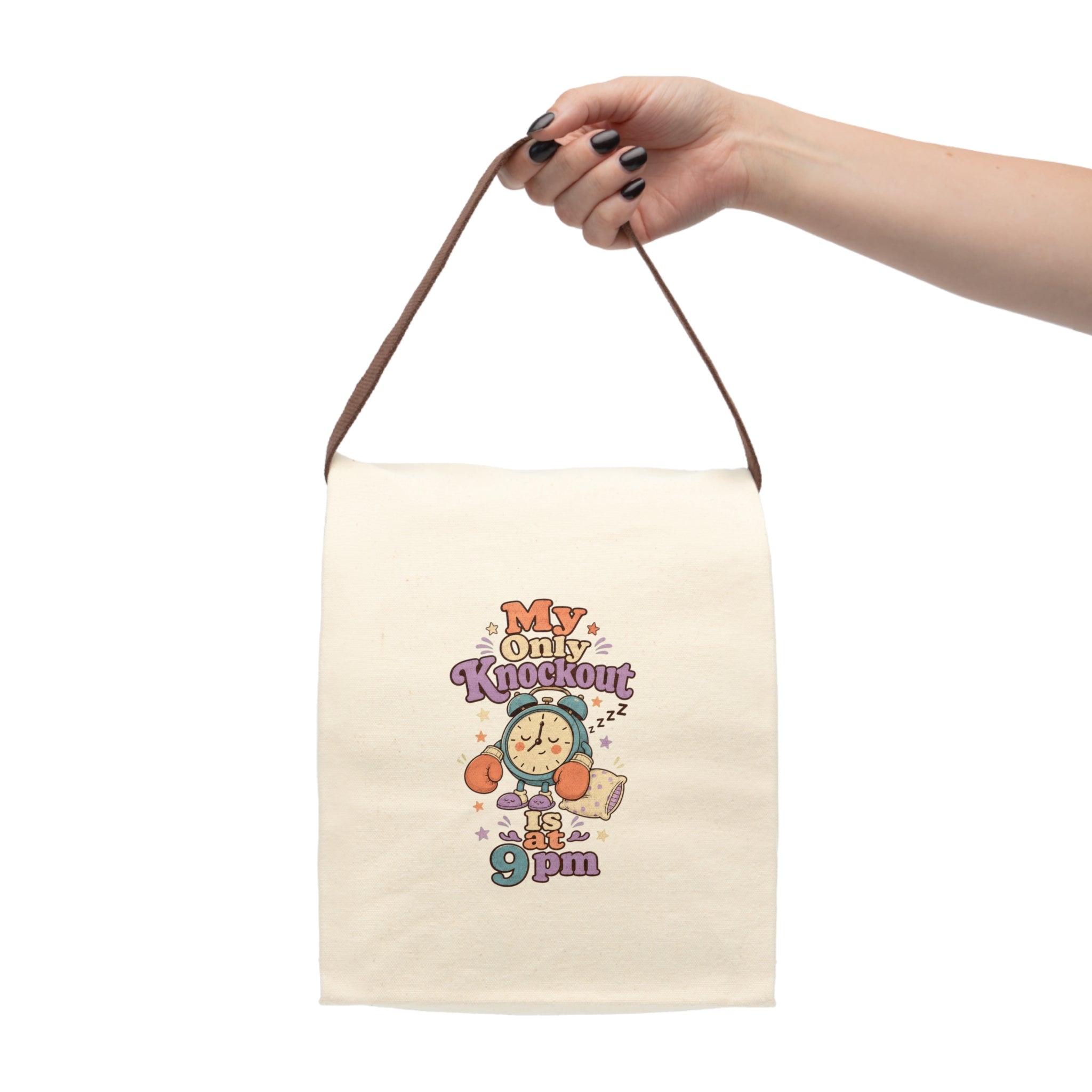 Canvas Lunch Bag | My Only Knockout Is at 9pm | Cute Alarm Clock Design 2607030