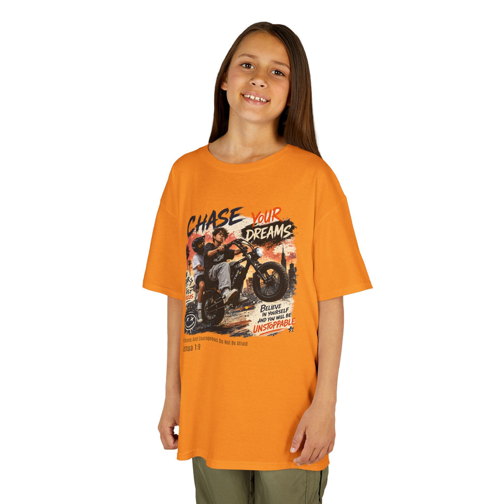 Kids Tee — "Chase Your Dreams" Motorcycle Graphic Shirt