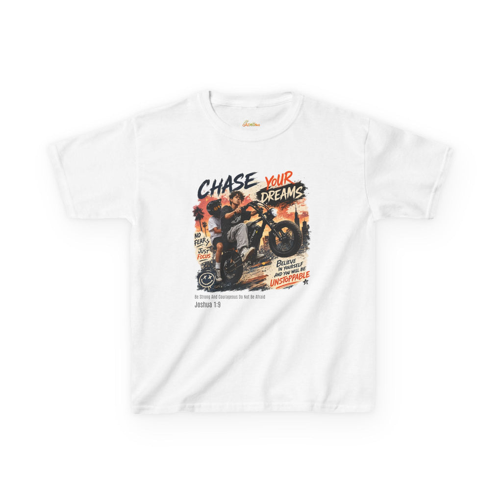 Kids Tee — "Chase Your Dreams" Motorcycle Graphic Shirt
