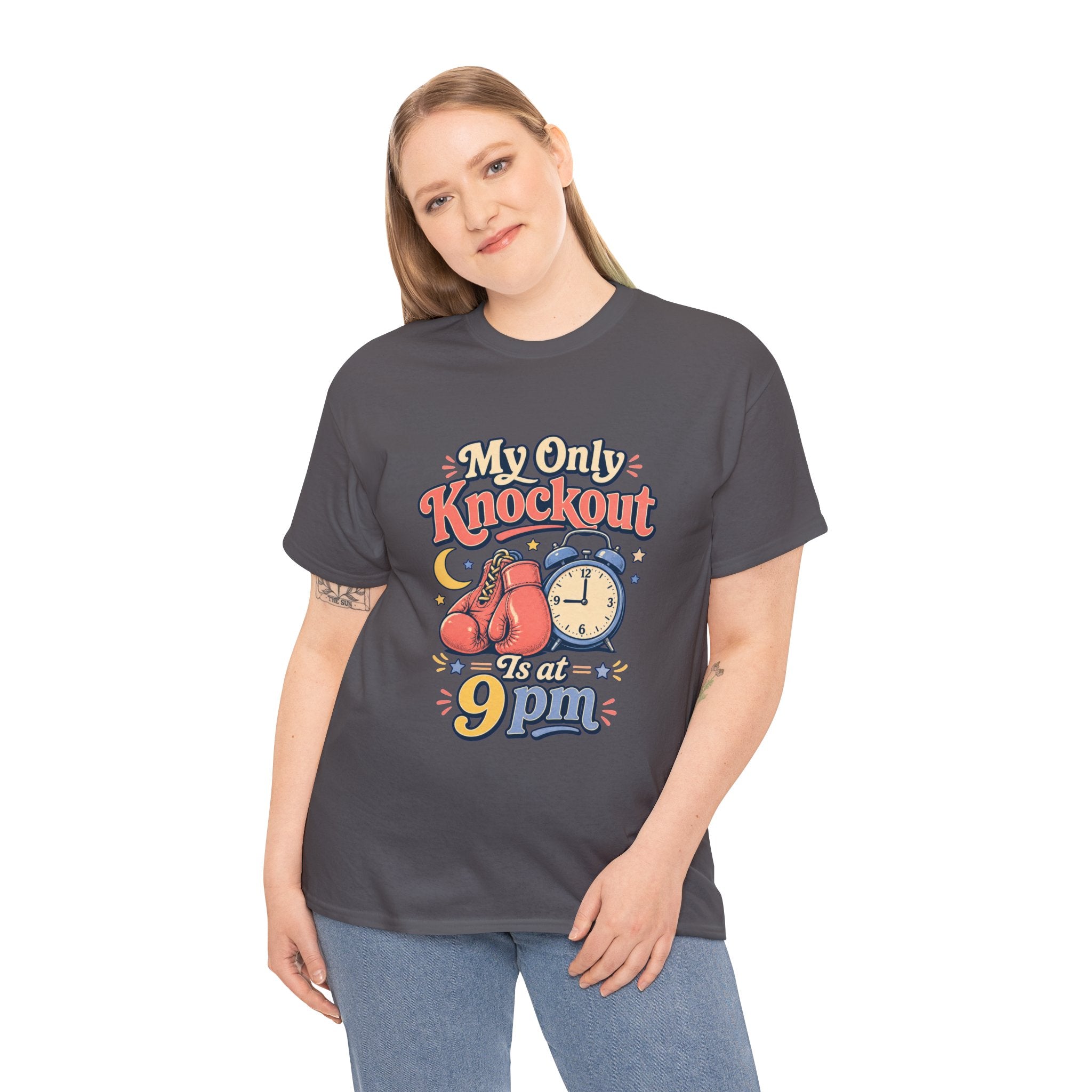 My Only Knockout Is at 9PM T-Shirt |  Funny Night Owl Boxing Graphic Tee  2607044