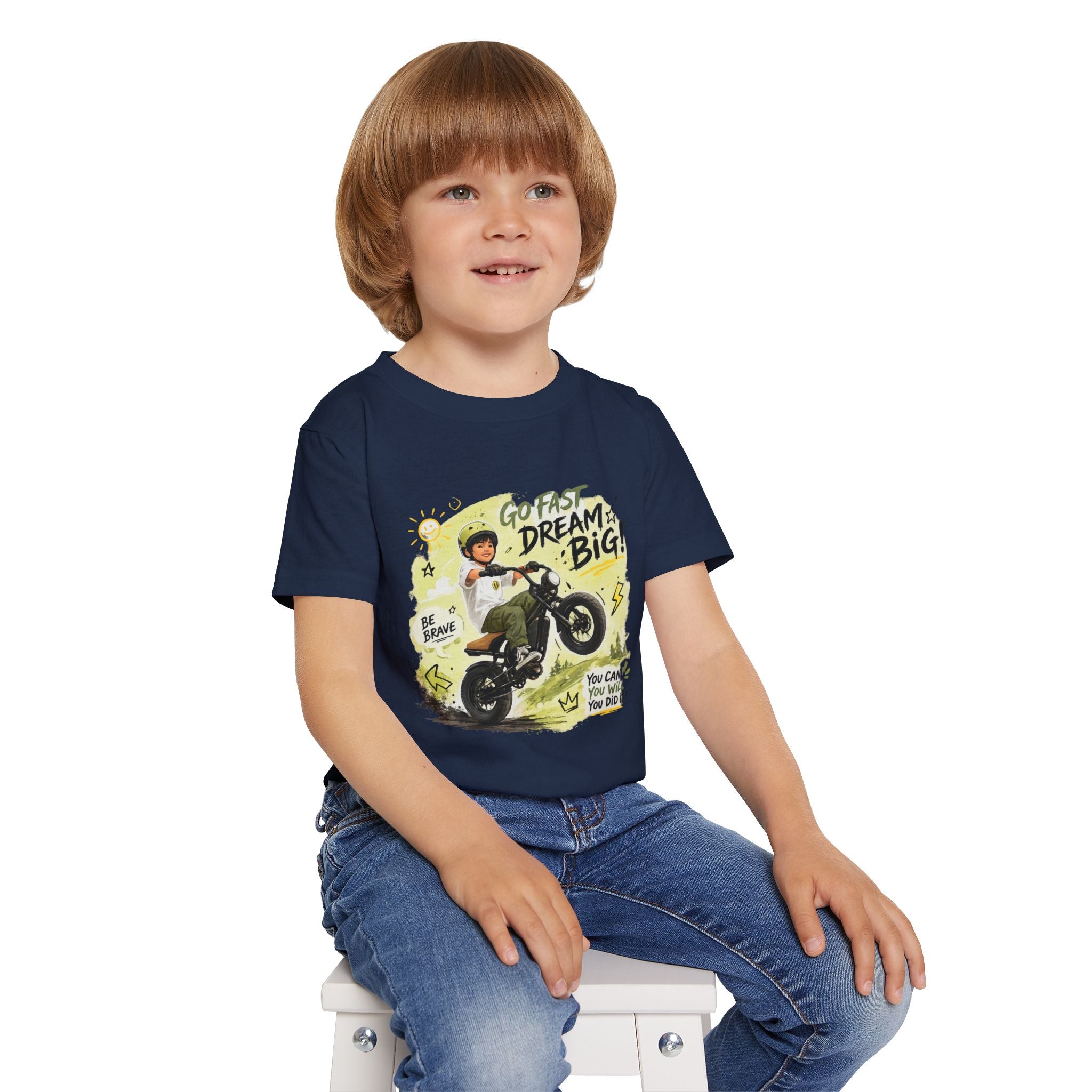 Toddler T‑Shirt — "Go Fast Dream Big" Motorcycle Ride Graphic