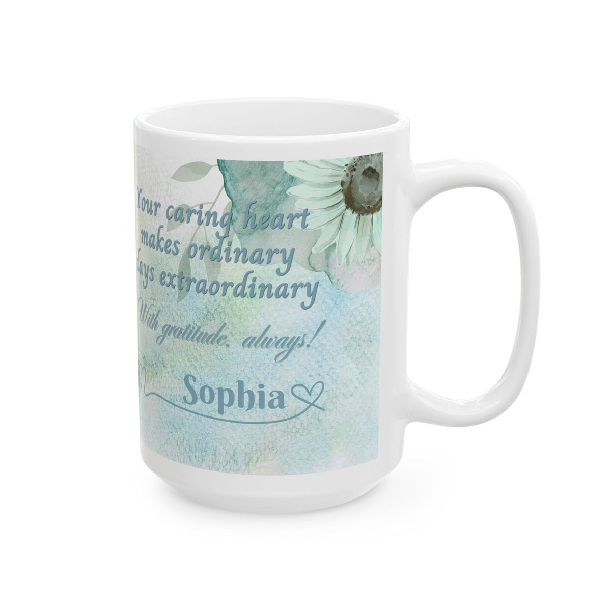 Custom Name with Gratitude Floral Ceramic Coffee Mug | Personalized for Thank You Coffee Mug (11oz, 15oz) 2607034