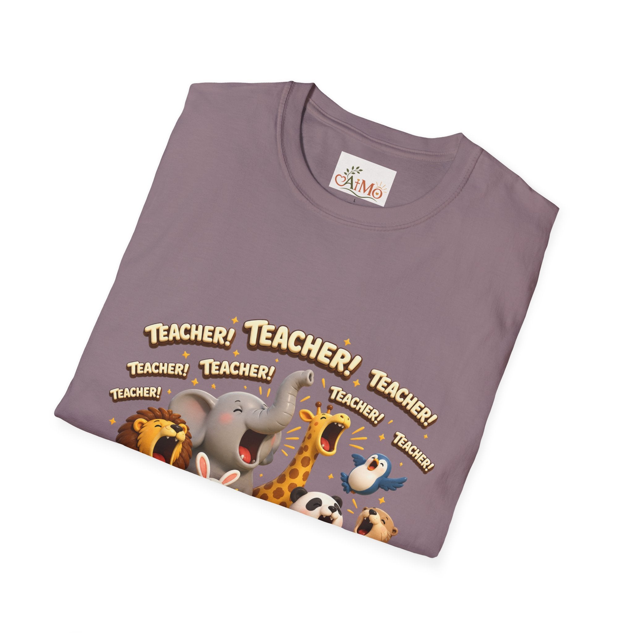 Cute Jungle Animals Saying TEACHER! T-Shirt | Elephant Giraffe Lion Penguin Design