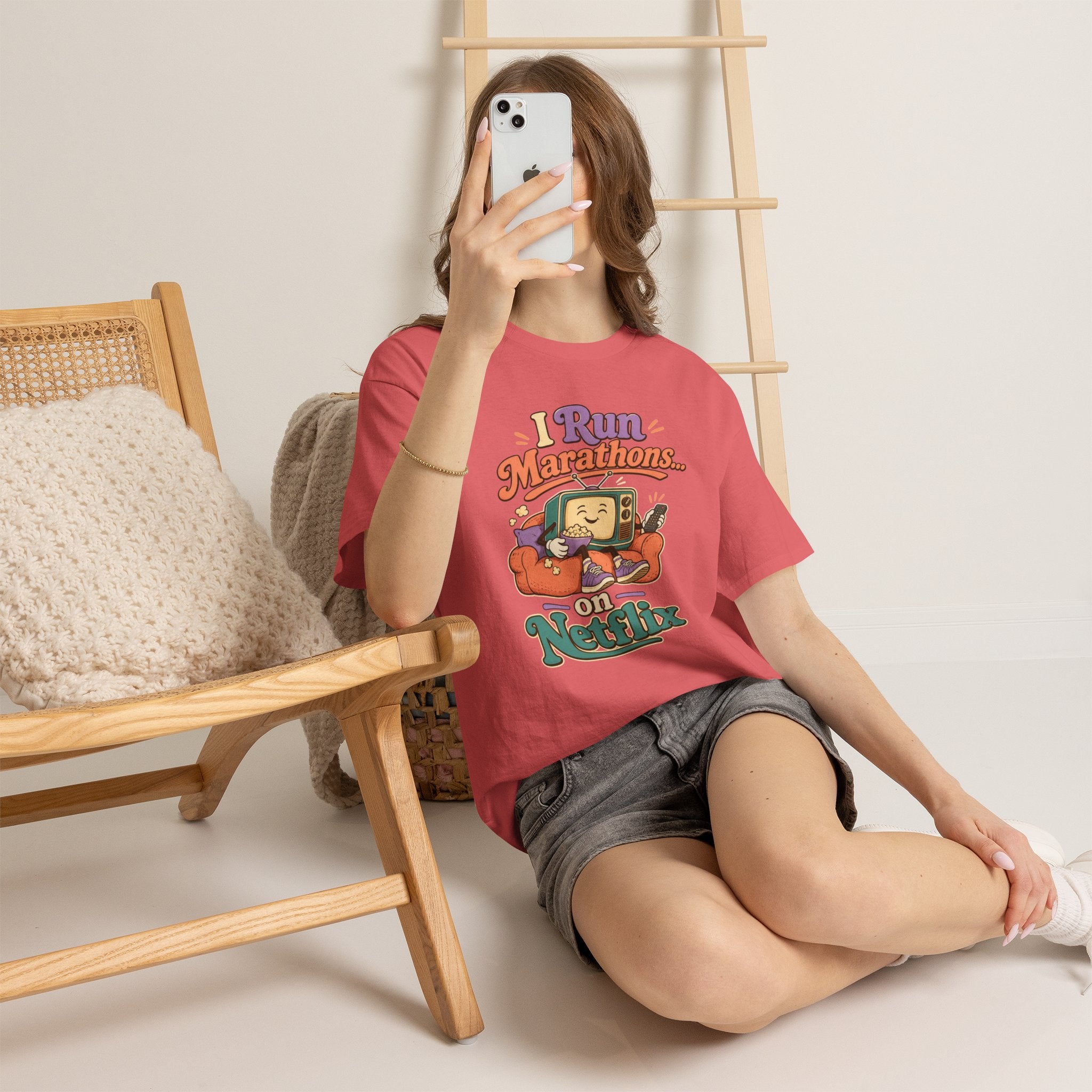 TV Marathon Tee — "I Run Marathons on Netflix" Funny Binge-Watching Shirt 2607019