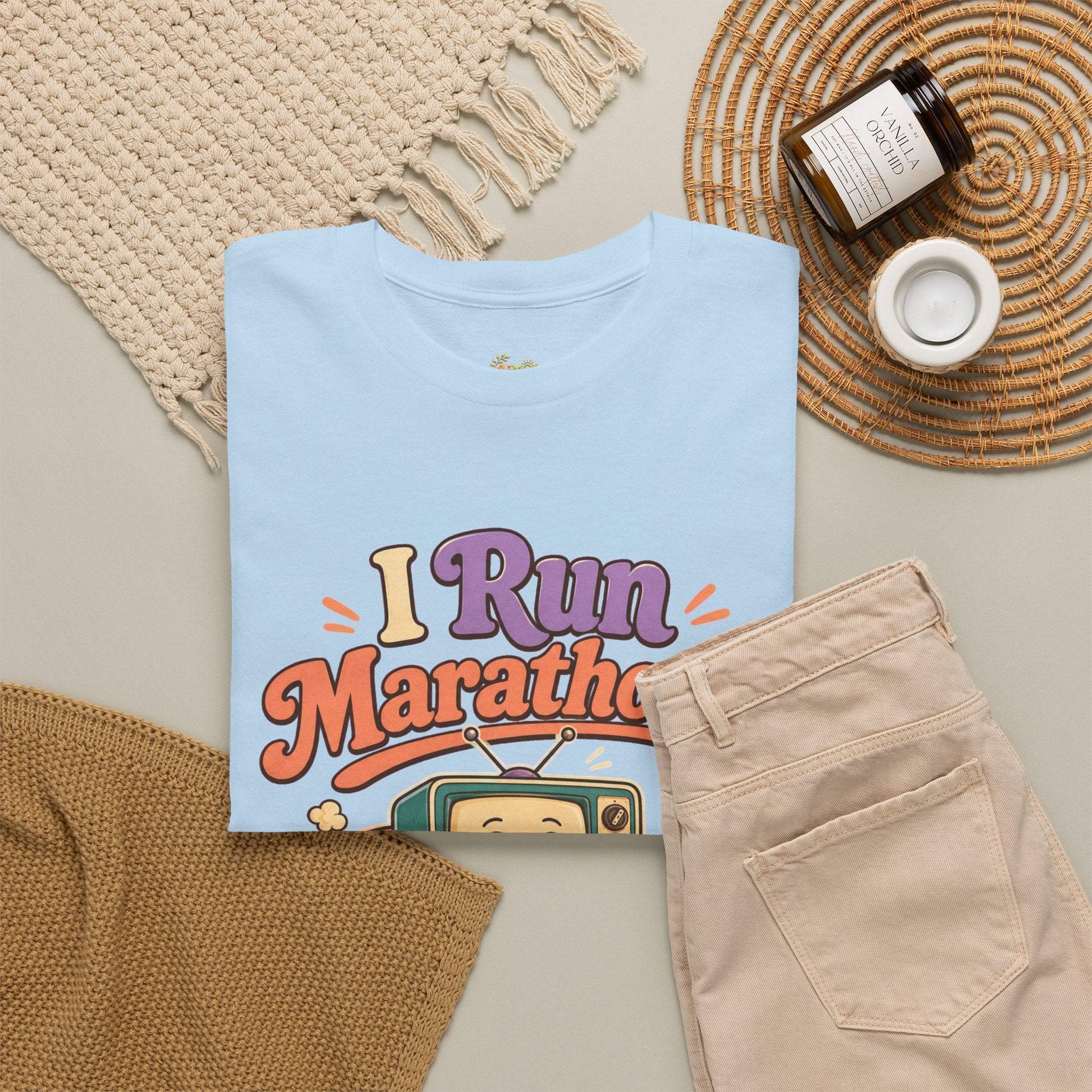 TV Marathon Tee — "I Run Marathons on Netflix" Funny Binge-Watching Shirt