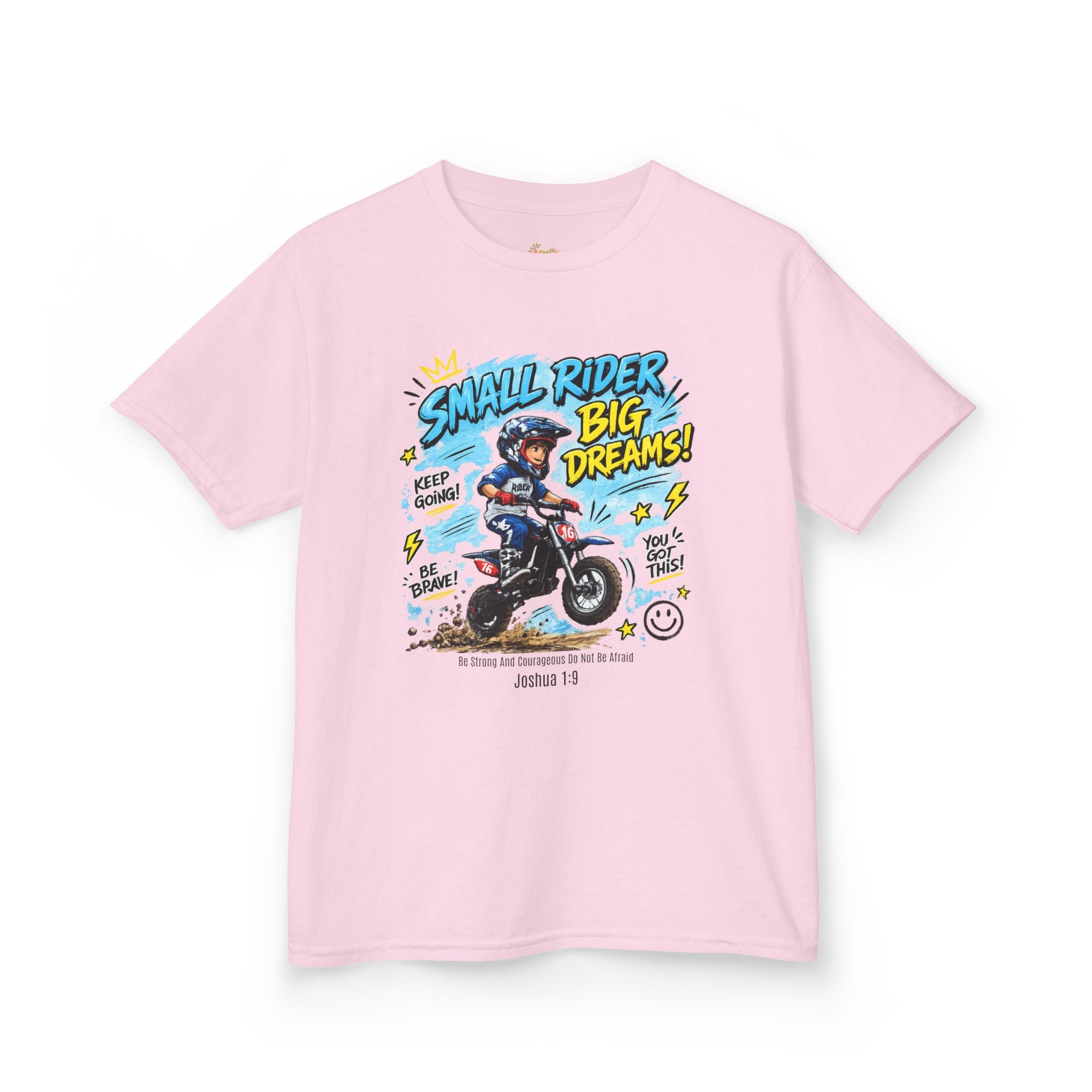 Kids Tee — "Small Rider, Big Dreams" Motorcycle Graphic Shirt