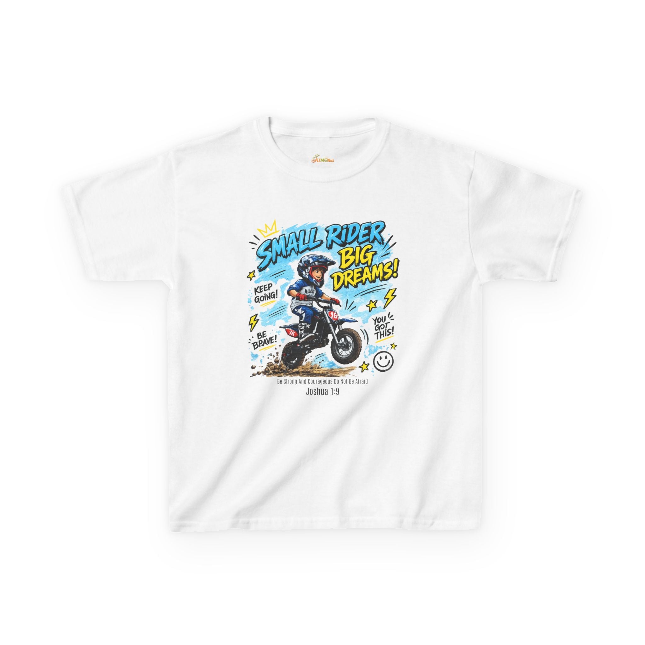 Kids Tee — "Small Rider, Big Dreams" Motorcycle Graphic Shirt