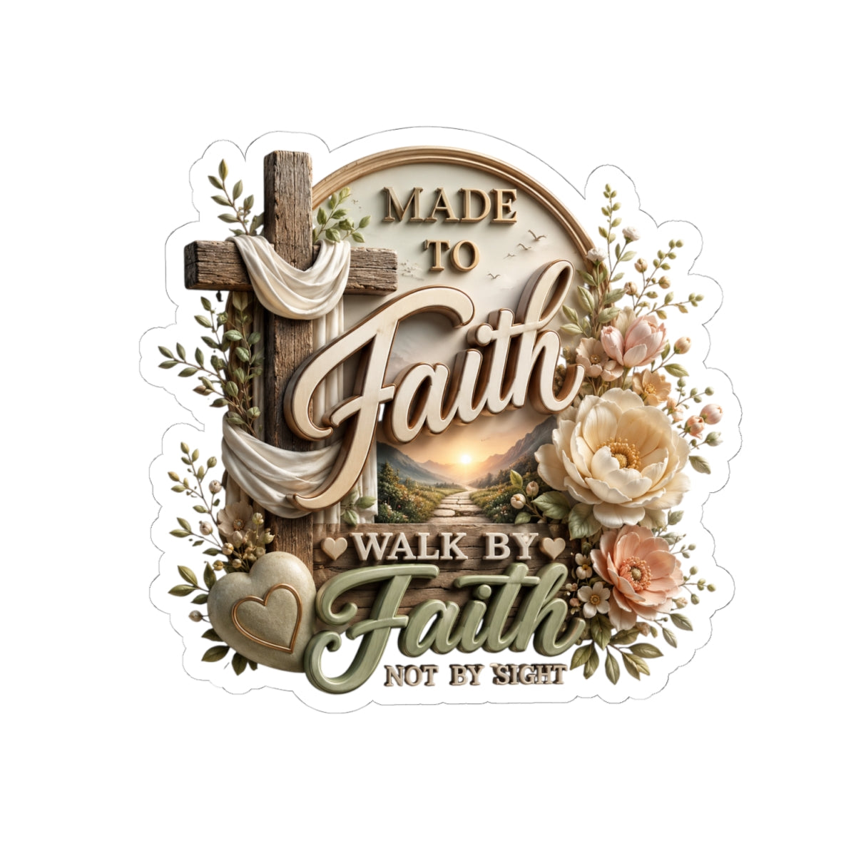 Faith sticker | Christian cross floral cut sticker 2607029