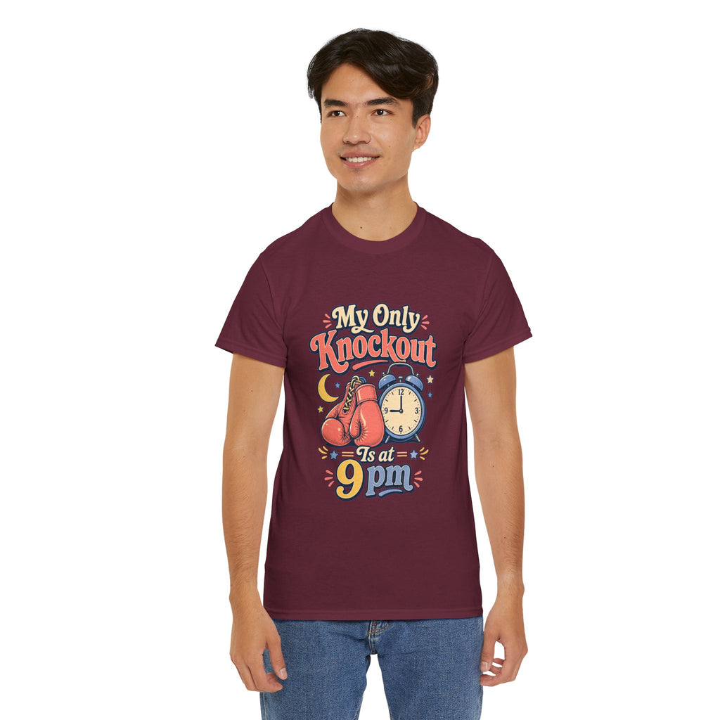 My Only Knockout Is at 9PM T-Shirt |  Funny Night Owl Boxing Graphic Tee  2607044