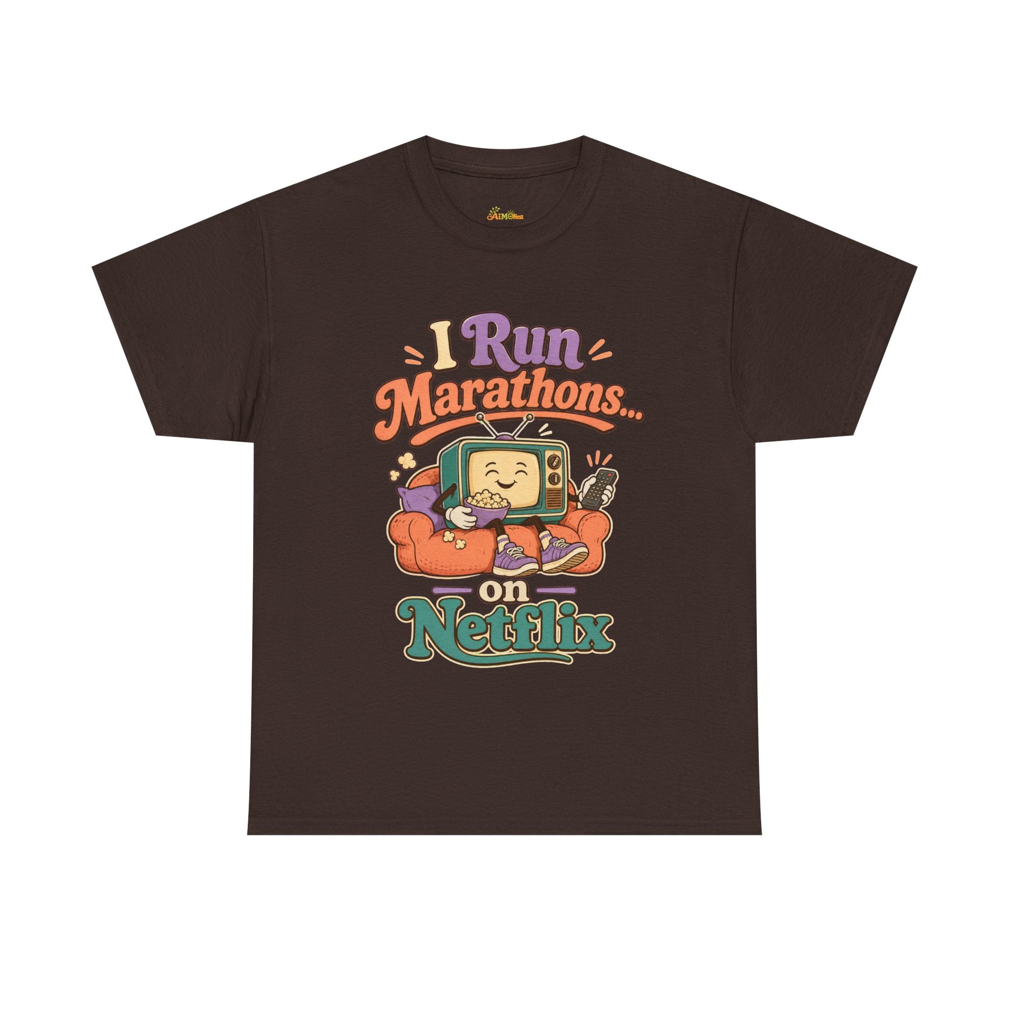 TV Marathon Tee — "I Run Marathons on Netflix" Funny Binge-Watching Shirt