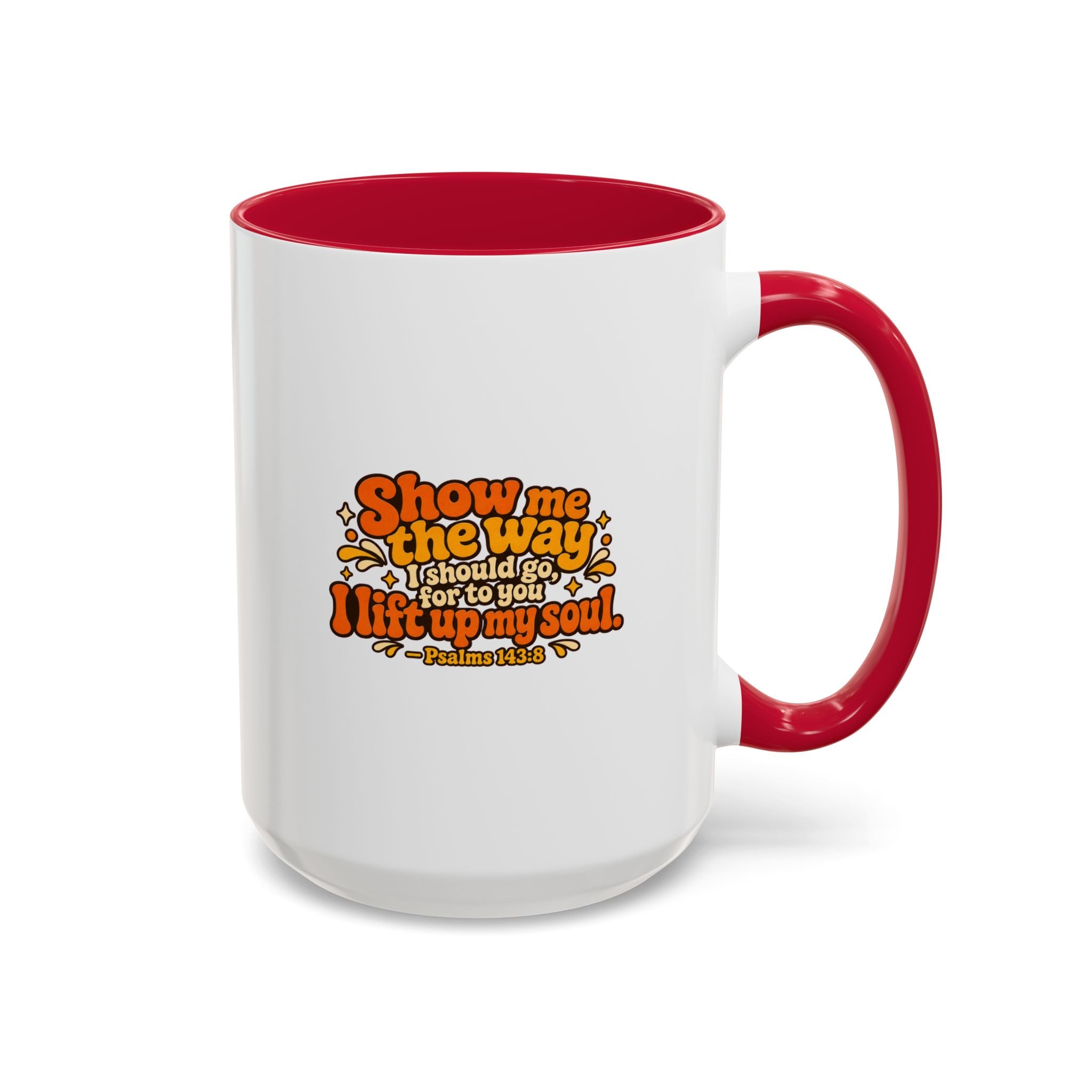 Inspirational Psalm 143:8 Coffee Mug — ‘Show Me The Way’ Retro Scripture Ceramic Mug (11oz/15oz) 2607024