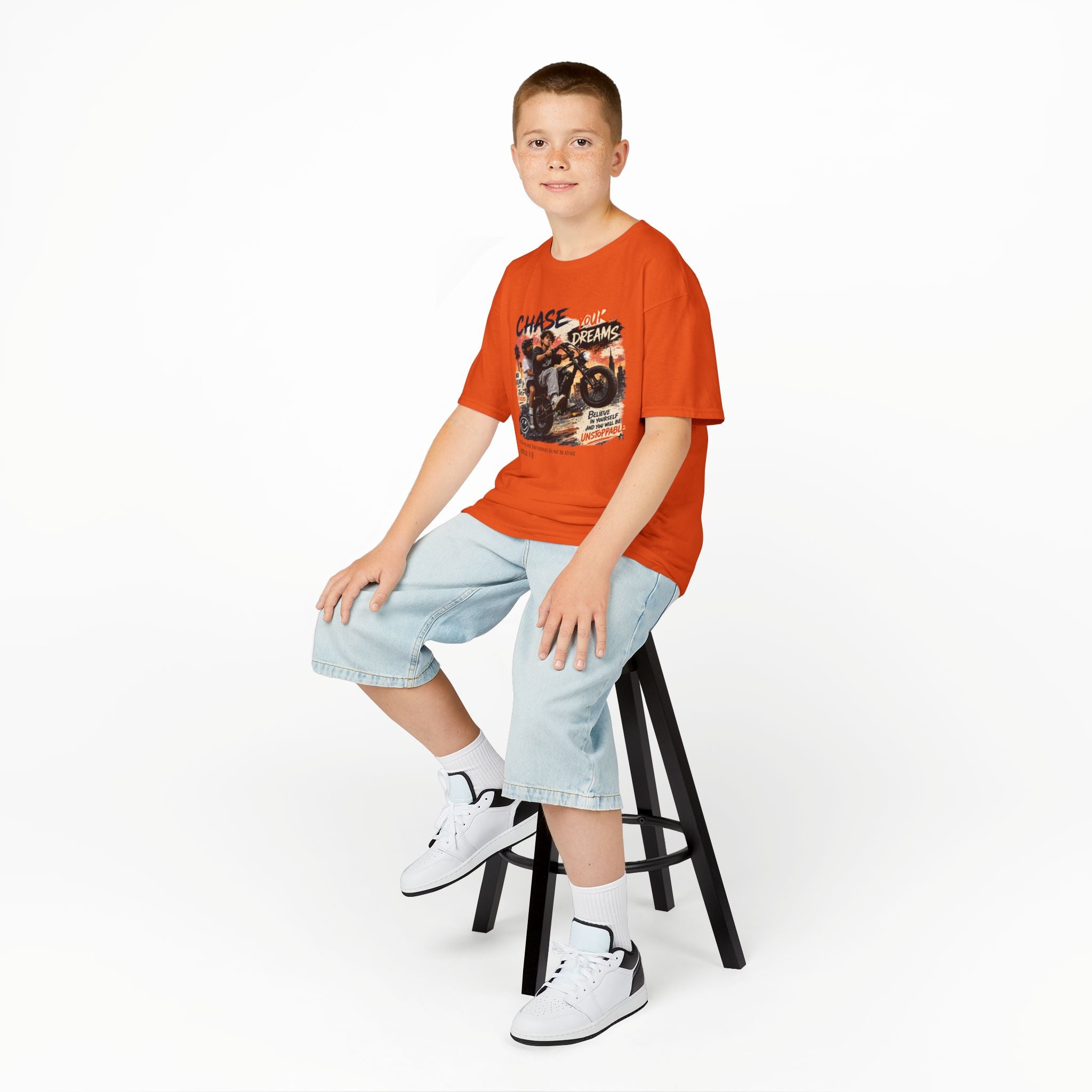 Kids Tee — "Chase Your Dreams" Motorcycle Graphic Shirt