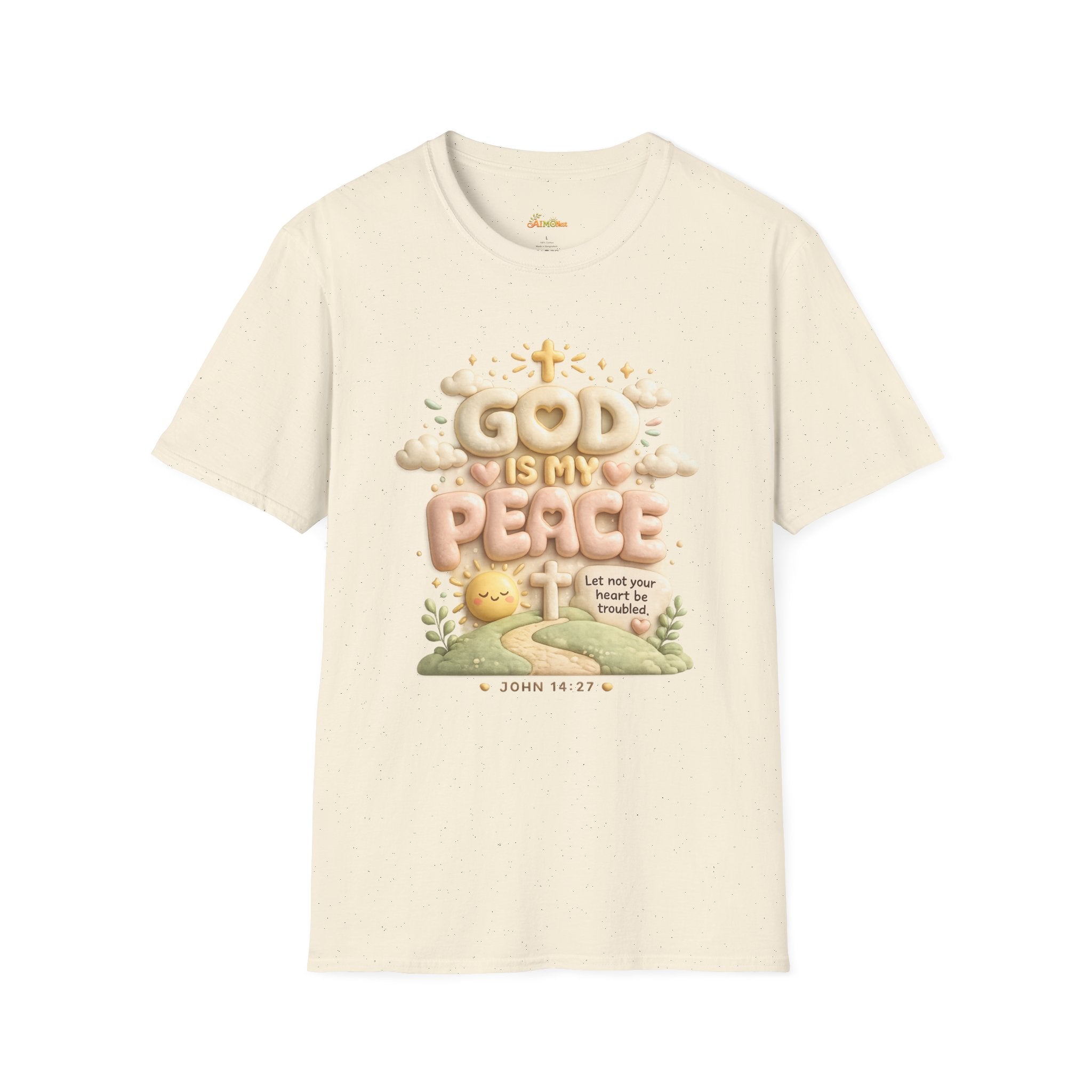 God Is My Peace T-Shirt — Christian Faith Tee with Soft Pastel Cloud Design 2607002