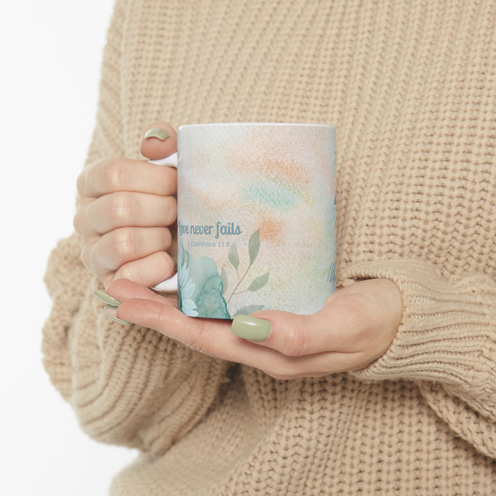 Custom Name with Gratitude Floral Ceramic Coffee Mug | Personalized for Thank You Coffee Mug (11oz, 15oz) 2607034