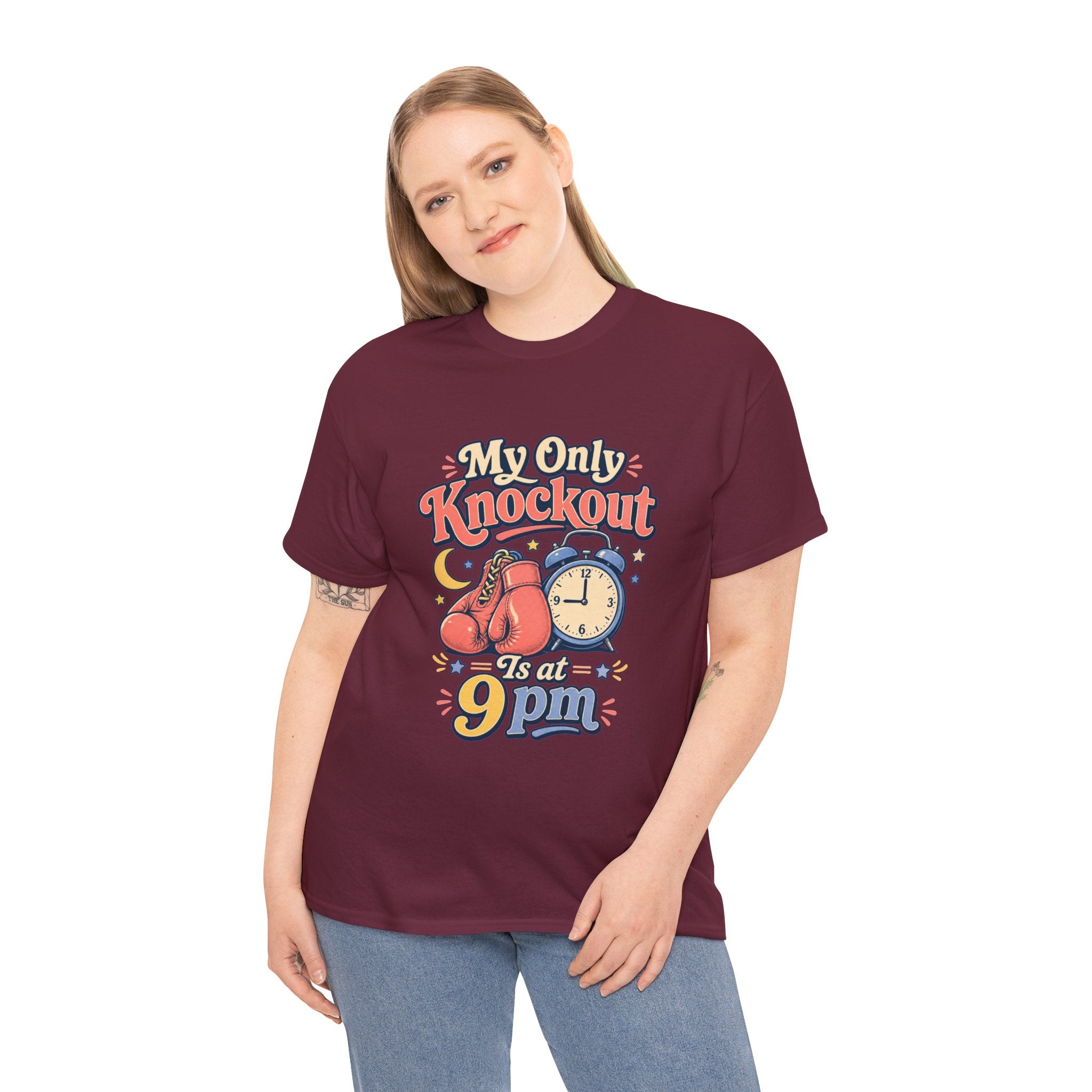 My Only Knockout Is at 9PM T-Shirt |  Funny Night Owl Boxing Graphic Tee  2607044