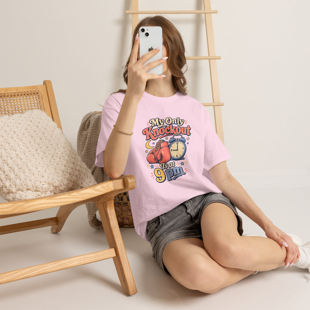 My Only Knockout Is at 9PM T-Shirt |  Funny Night Owl Boxing Graphic Tee  2607044