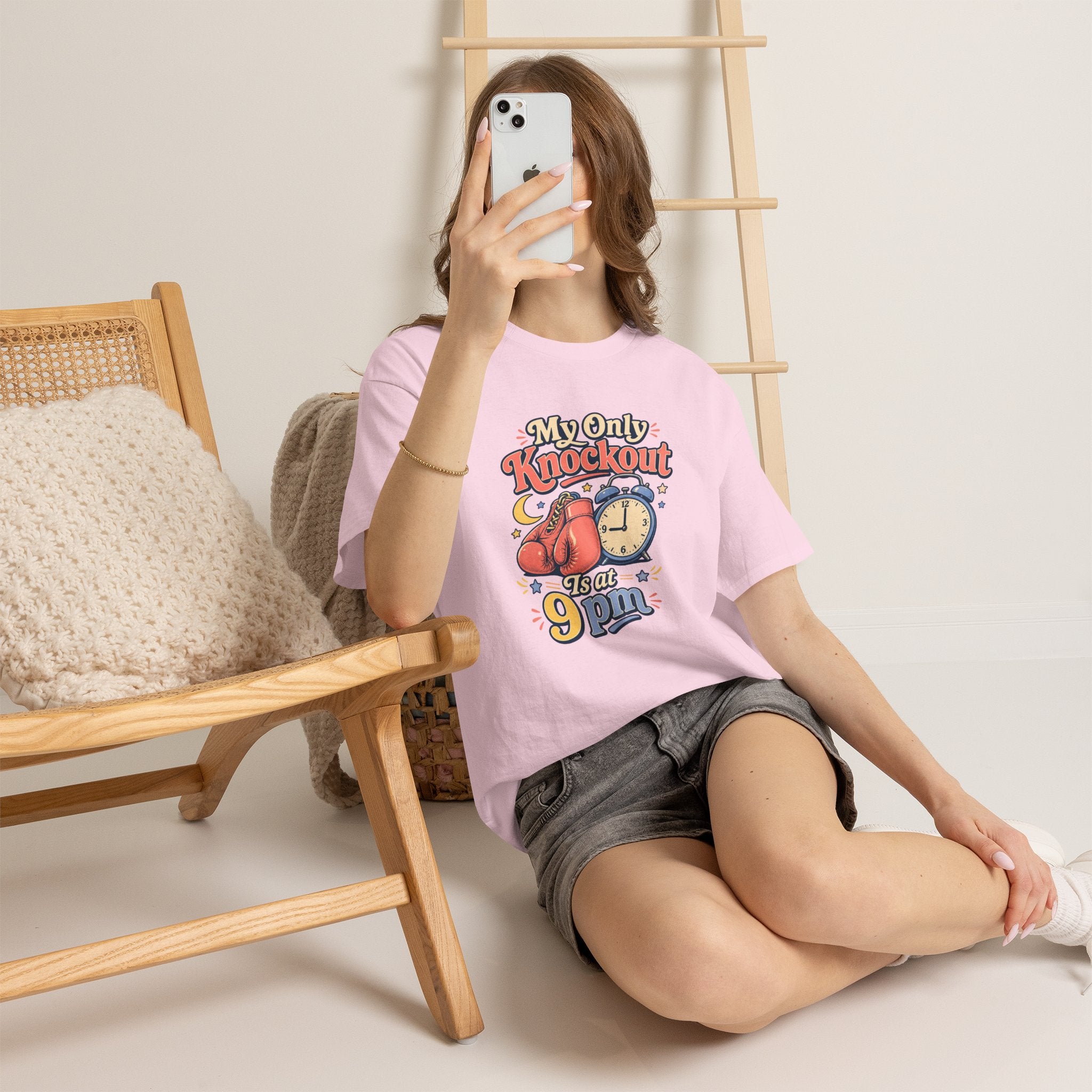 My Only Knockout Is at 9PM T-Shirt |  Funny Night Owl Boxing Graphic Tee  2607044