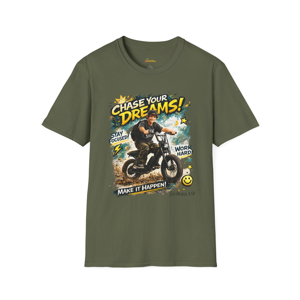Chase Your Dreams Motorcycle Rider T-Shirt | Motivational Graphic Tee