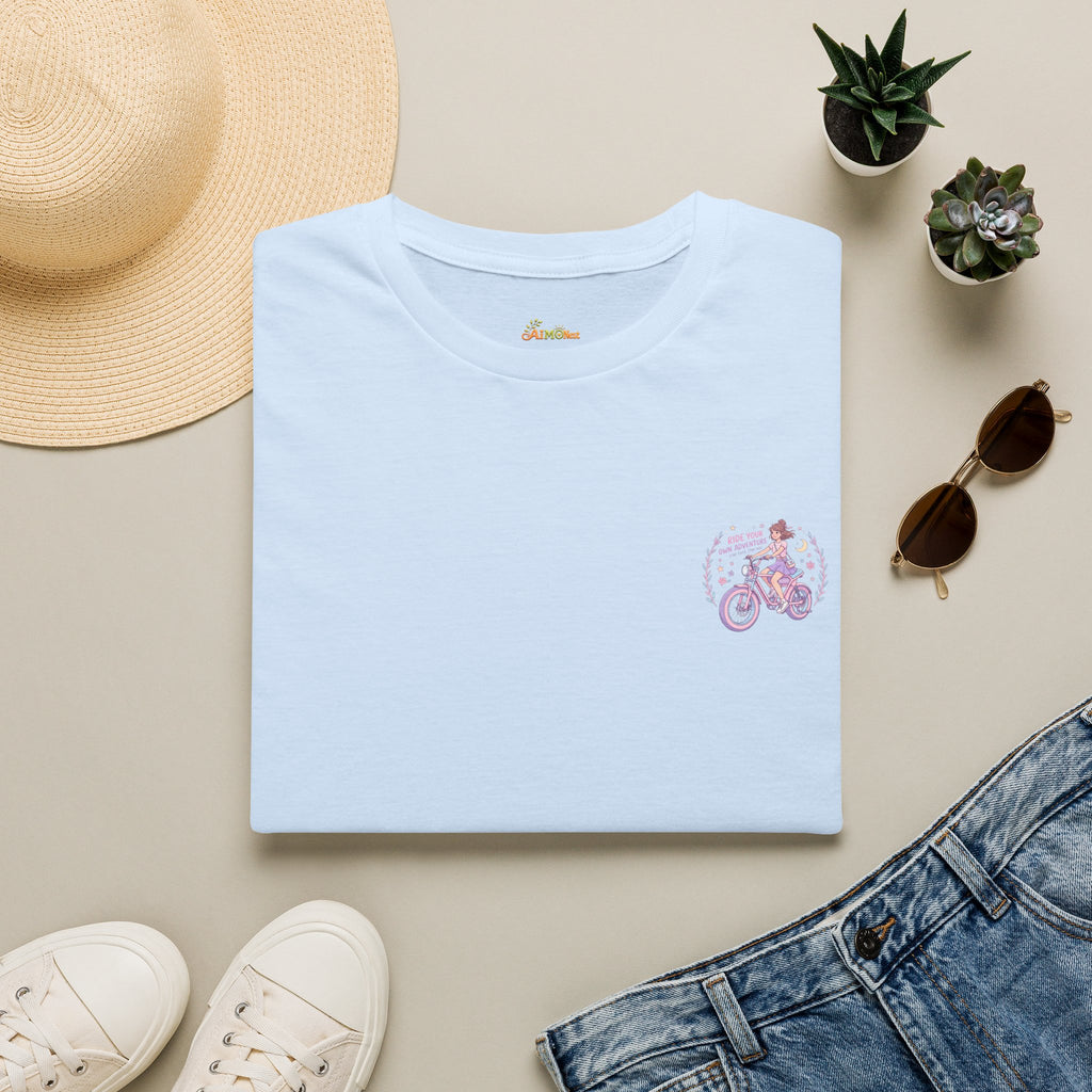 Vintage Lavender Bicycle Pocket T‑Shirt — Cute Retro Bike Graphic Tee