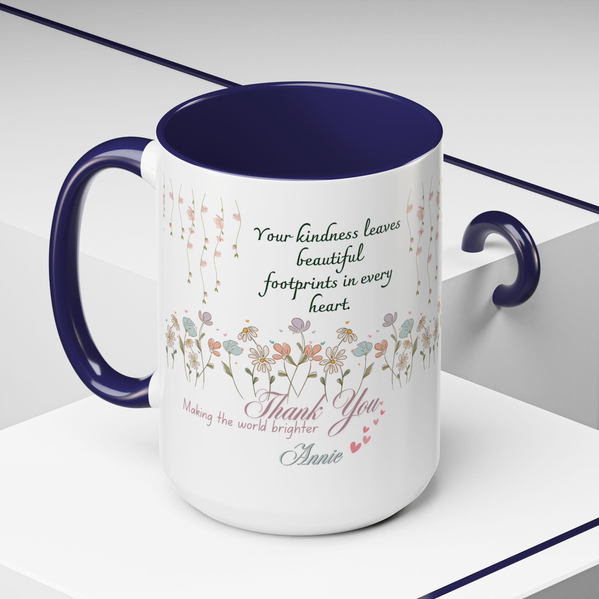 Custom Name For Thank You Coffee Mug | Personalized Grateful Floral Coffee Mug |  Gentle Remembrance 11oz | 15oz 2607033