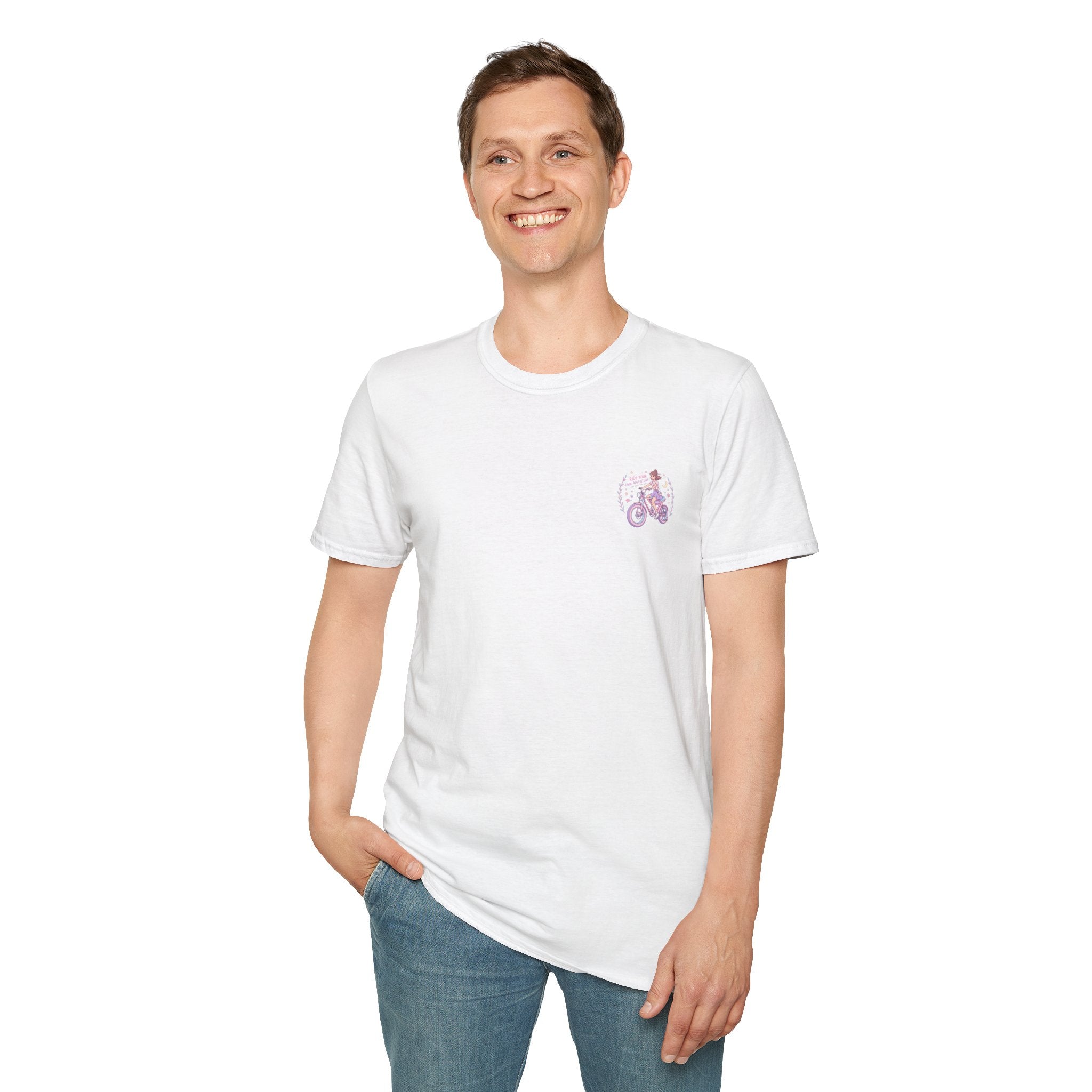 Vintage Lavender Bicycle Pocket T‑Shirt — Cute Retro Bike Graphic Tee
