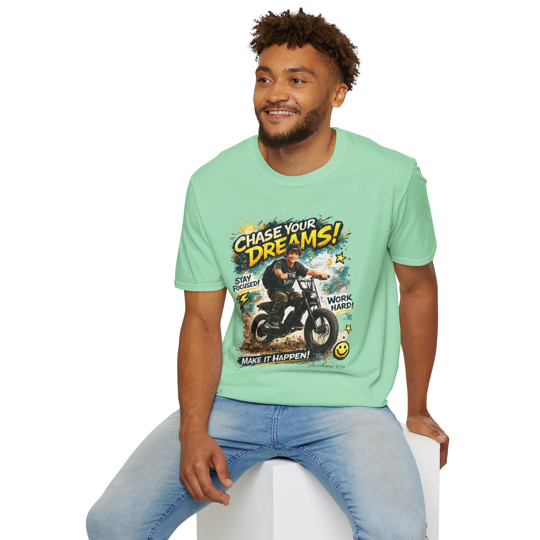 Chase Your Dreams Motorcycle Rider T-Shirt | Motivational Graphic Tee 2607006