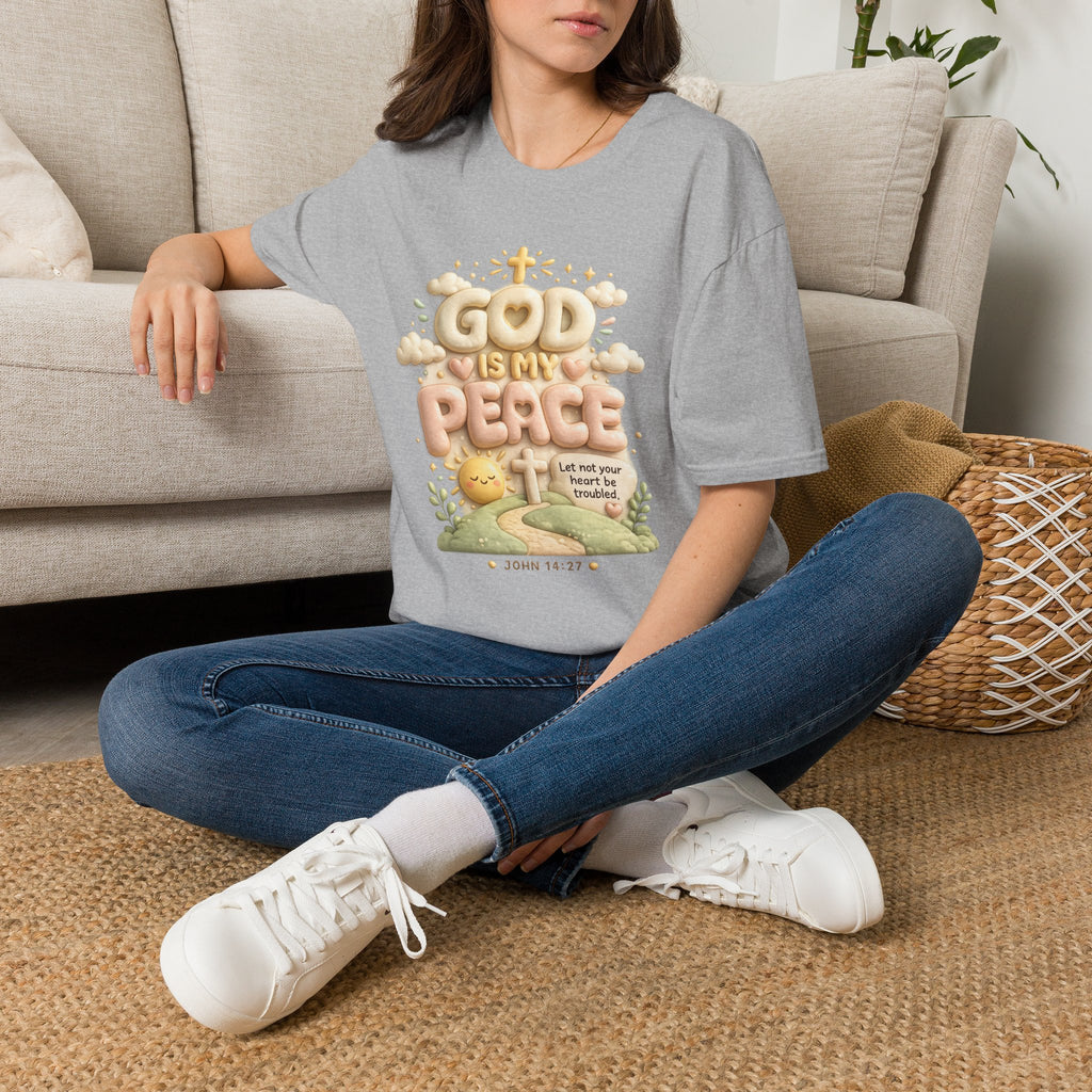 God Is My Peace T-Shirt — Christian Faith Tee with Soft Pastel Cloud Design