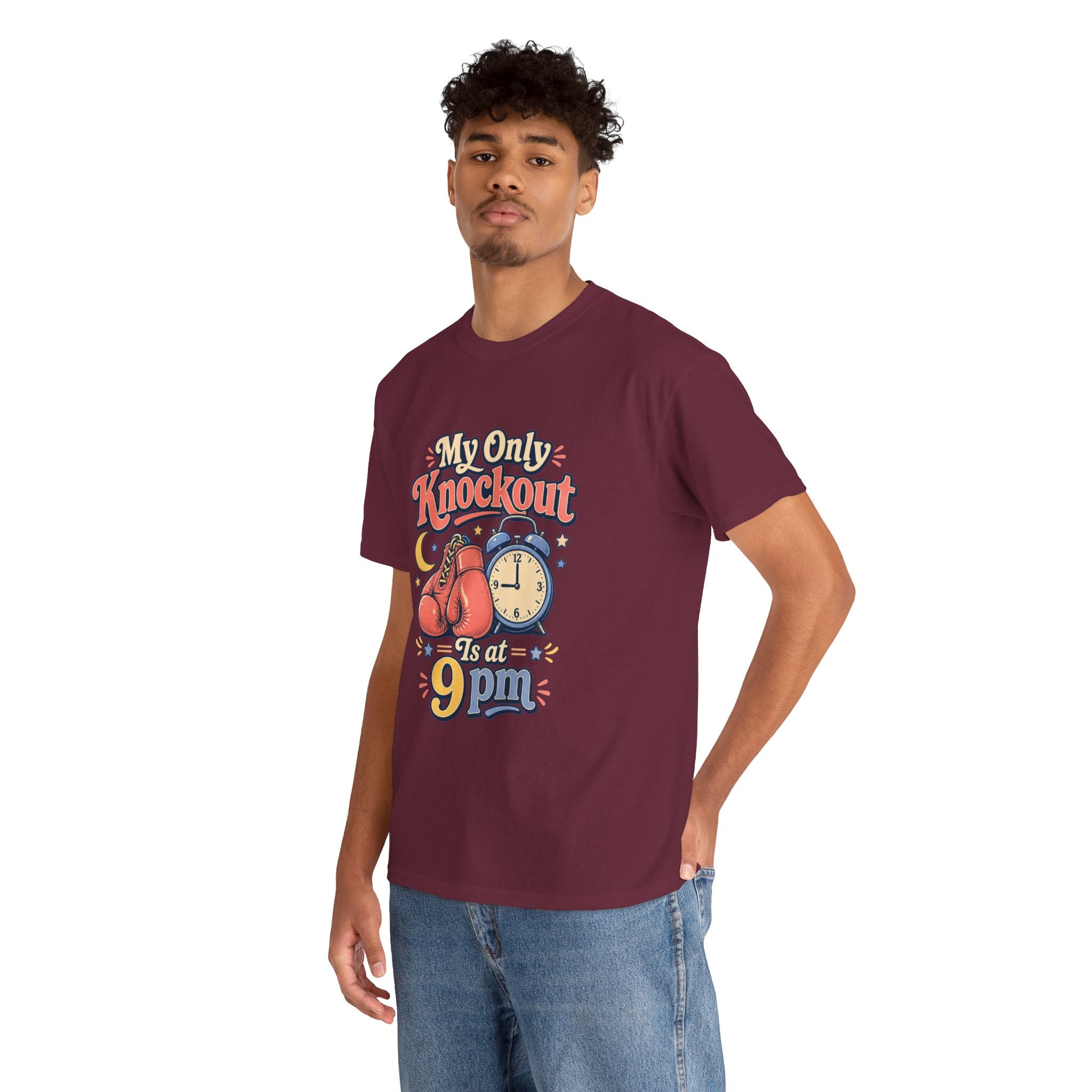 My Only Knockout Is at 9PM T-Shirt |  Funny Night Owl Boxing Graphic Tee  2607044