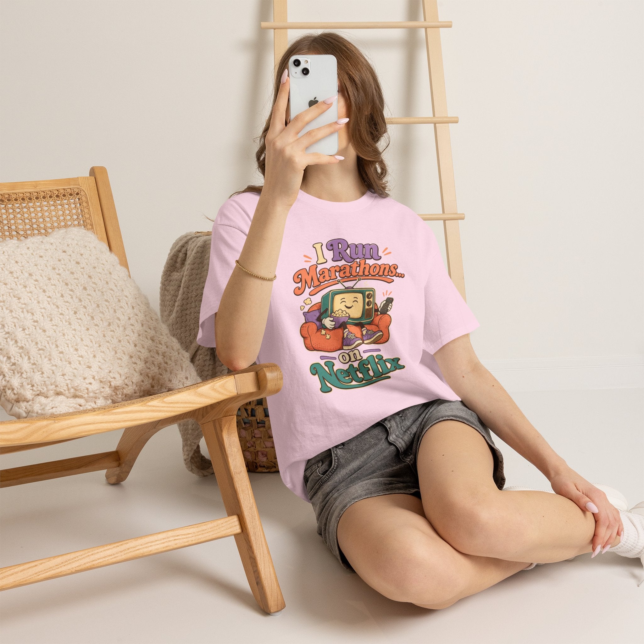 TV Marathon Tee — "I Run Marathons on Netflix" Funny Binge-Watching Shirt