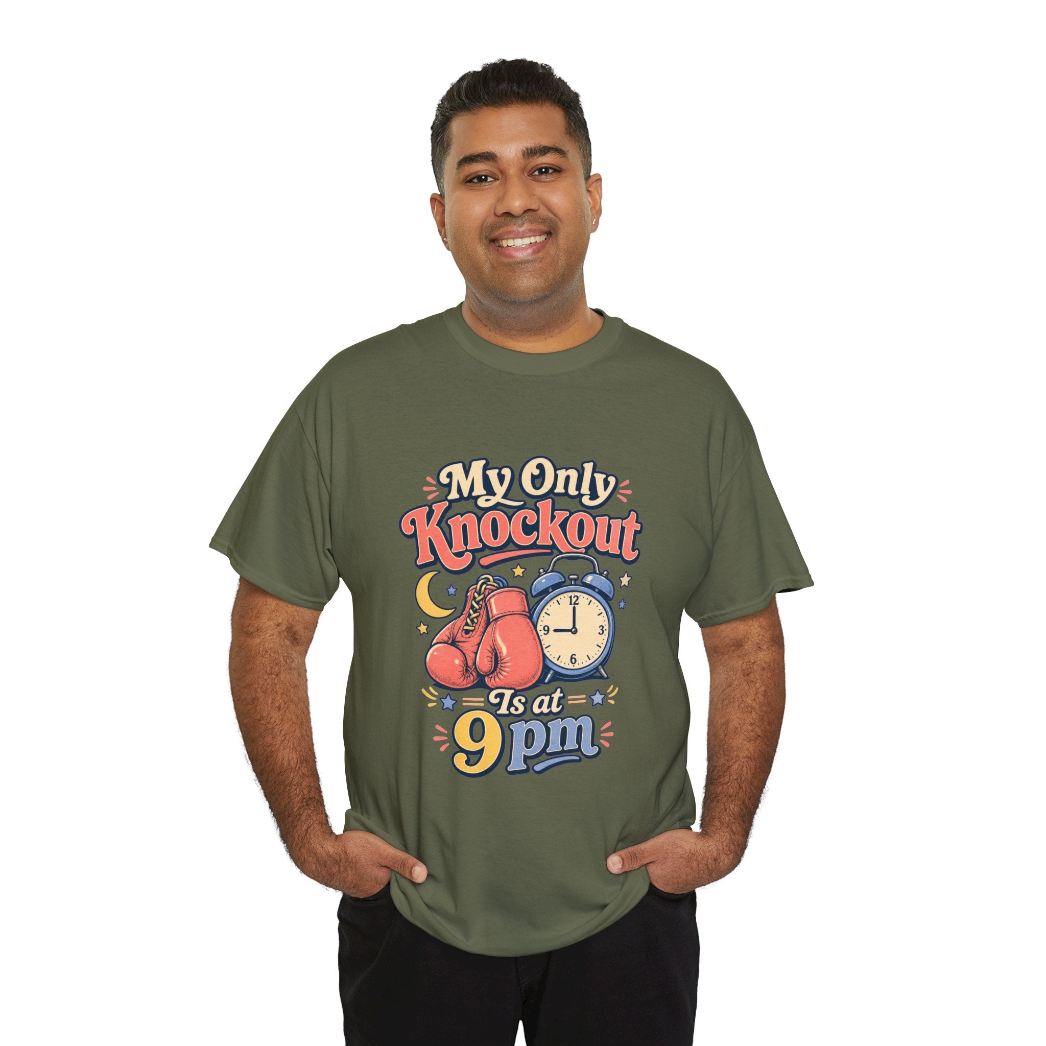 My Only Knockout Is at 9PM T-Shirt |  Funny Night Owl Boxing Graphic Tee  2607044