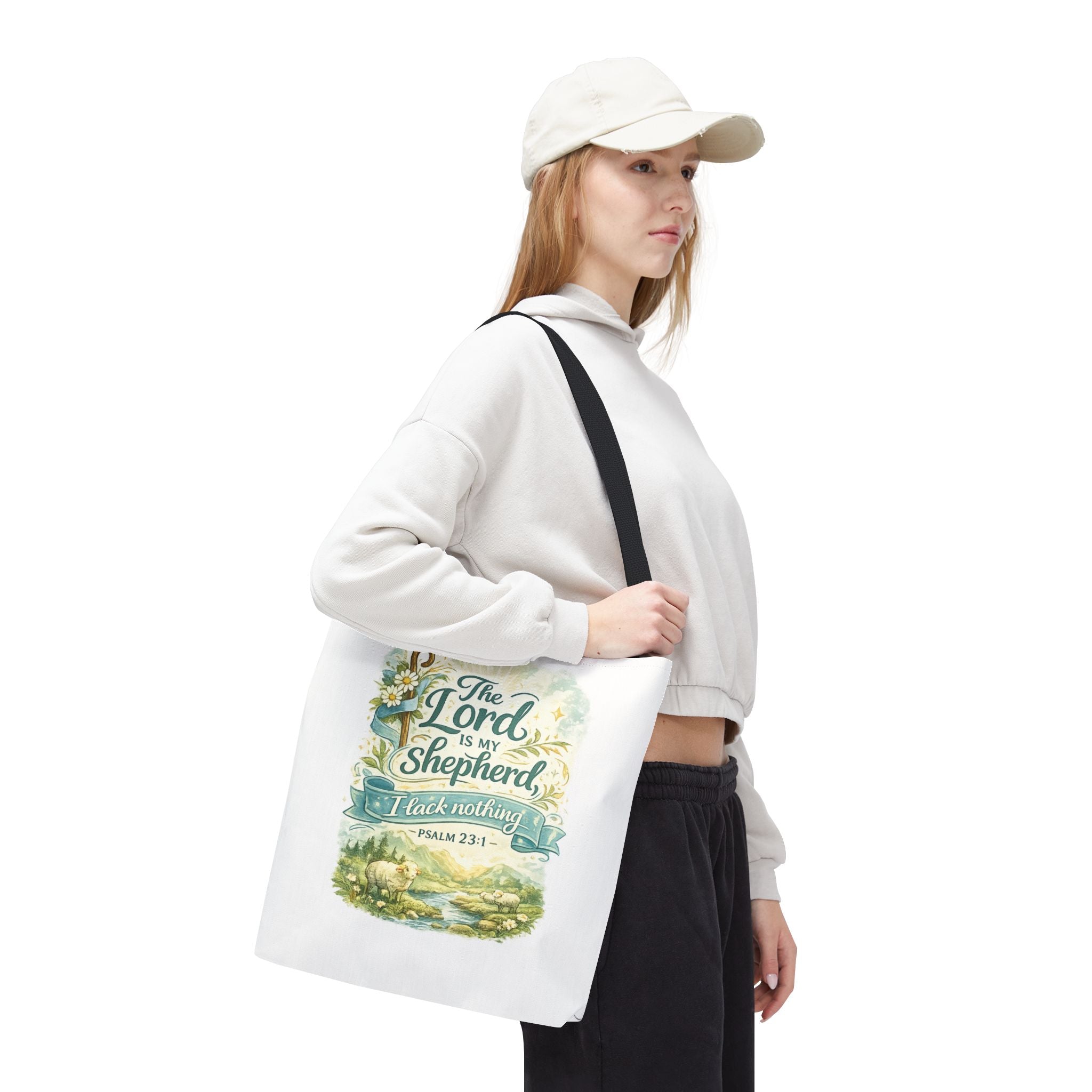 Floral Faith Tote Bag | The Lord Is My Shepherd | Psalm 23:1  4 Colors 2607043