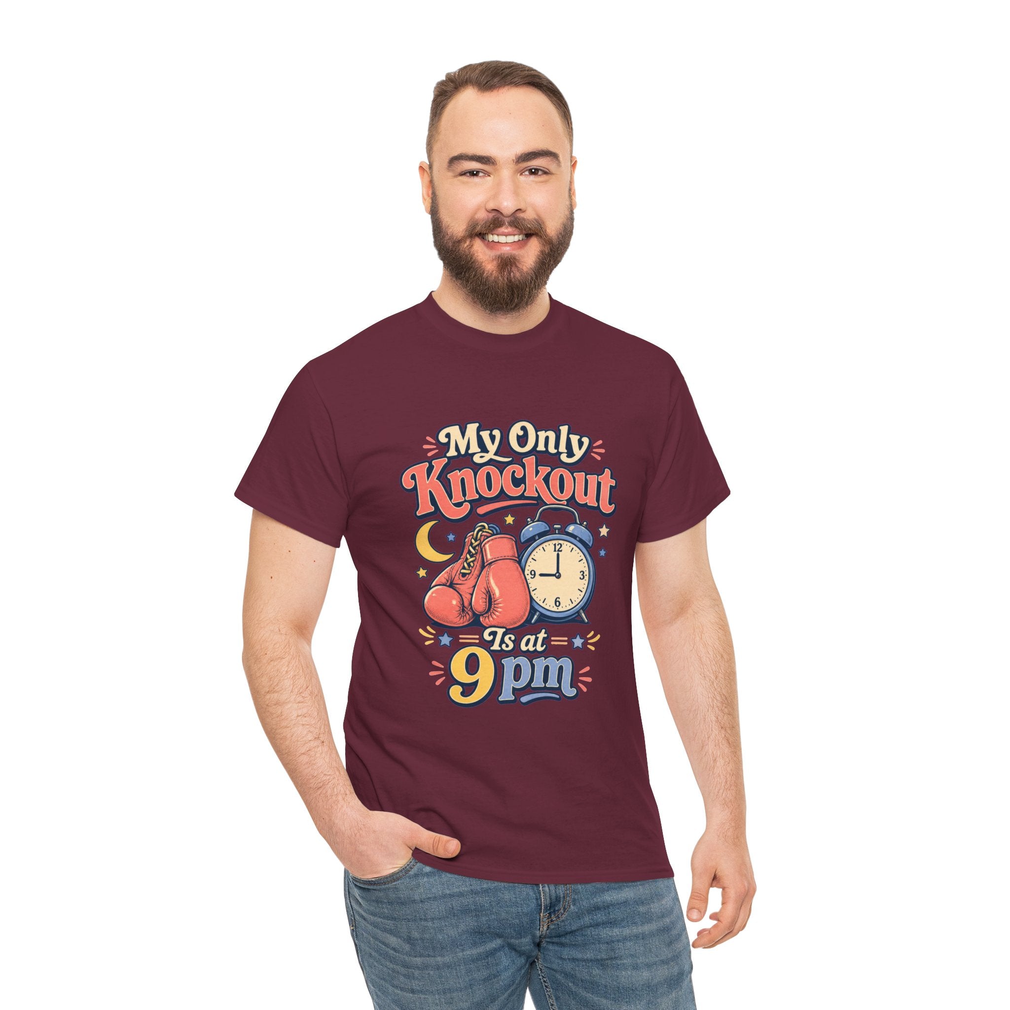 My Only Knockout Is at 9PM T-Shirt |  Funny Night Owl Boxing Graphic Tee  2607044