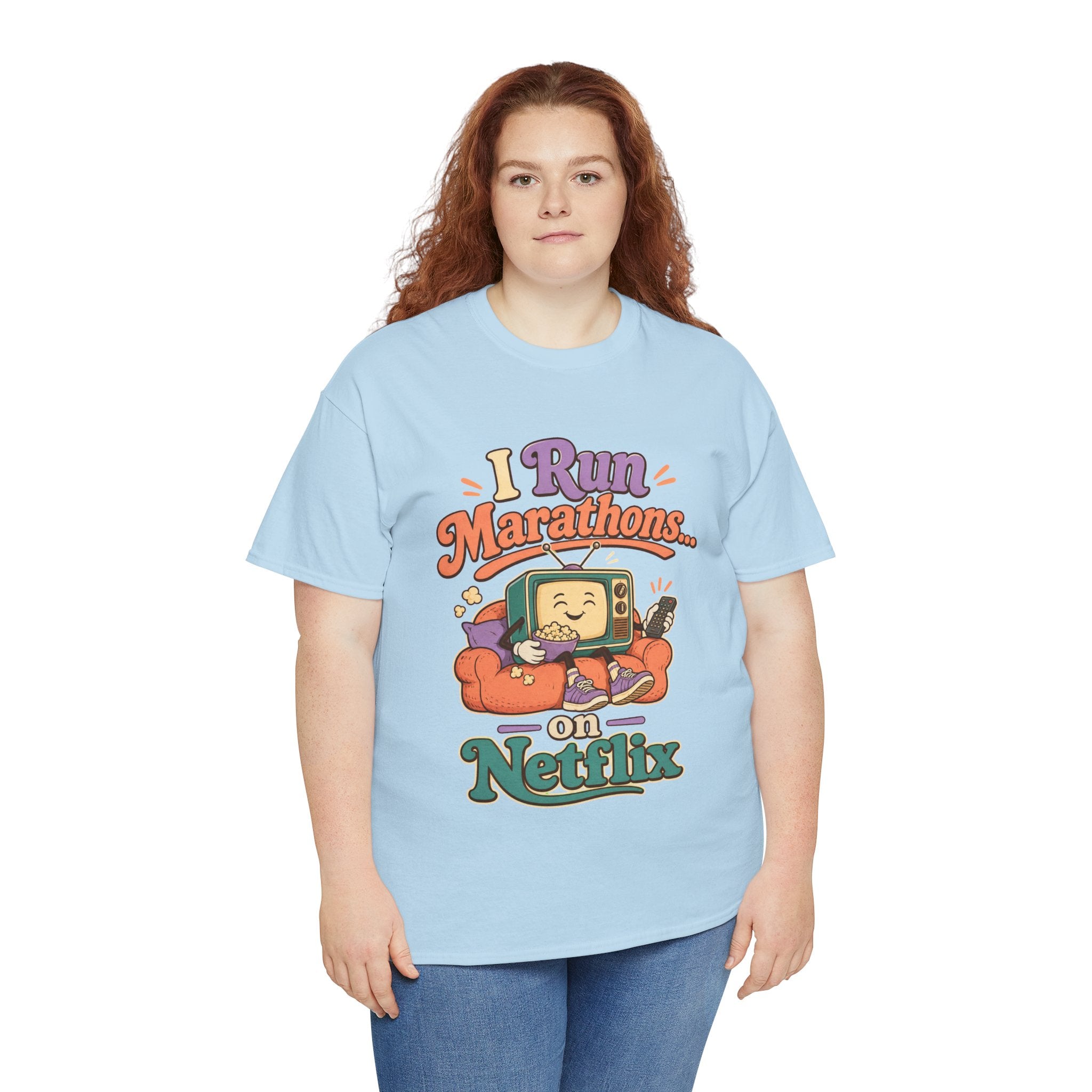 TV Marathon Tee — "I Run Marathons on Netflix" Funny Binge-Watching Shirt