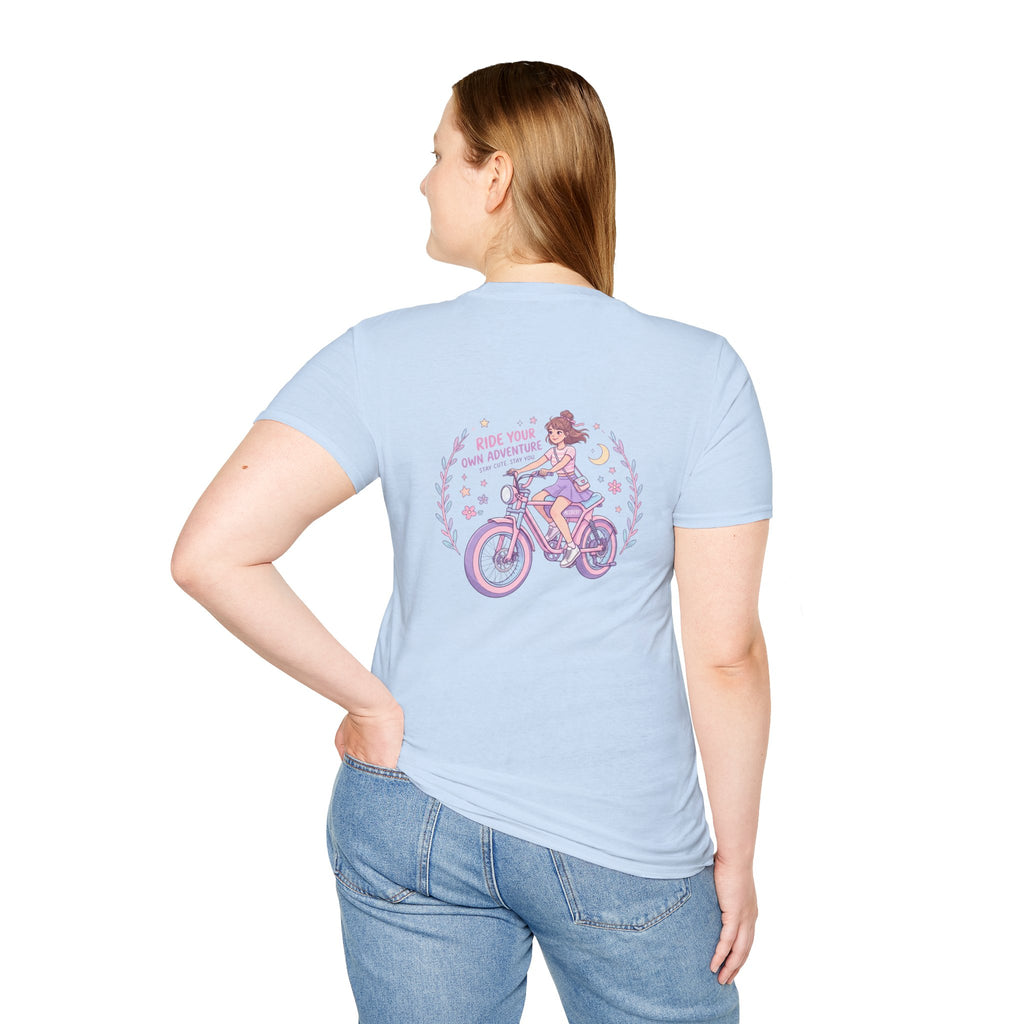 Vintage Lavender Bicycle Pocket T‑Shirt — Cute Retro Bike Graphic Tee
