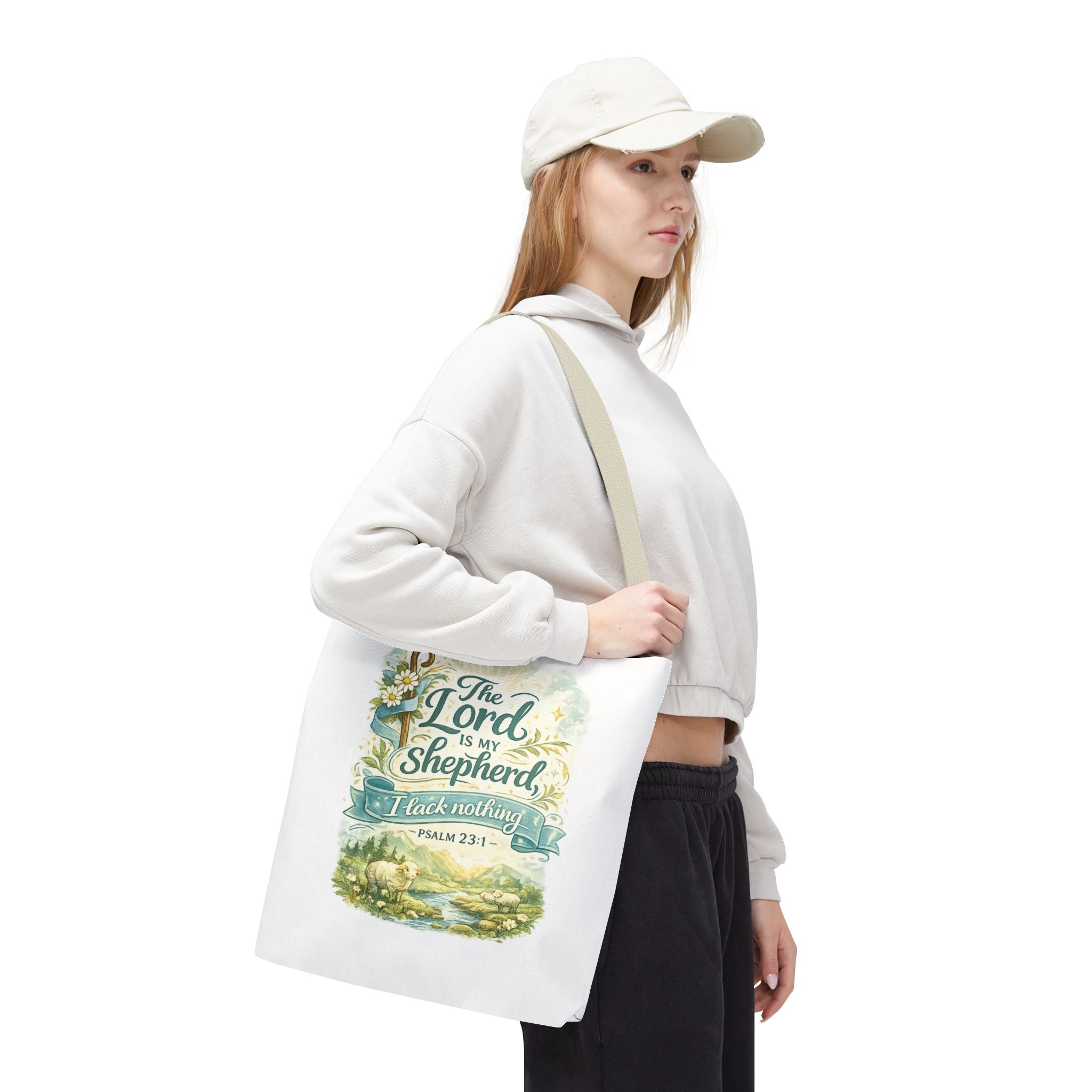 Floral Faith Tote Bag | The Lord Is My Shepherd | Psalm 23:1  4 Colors 2607043